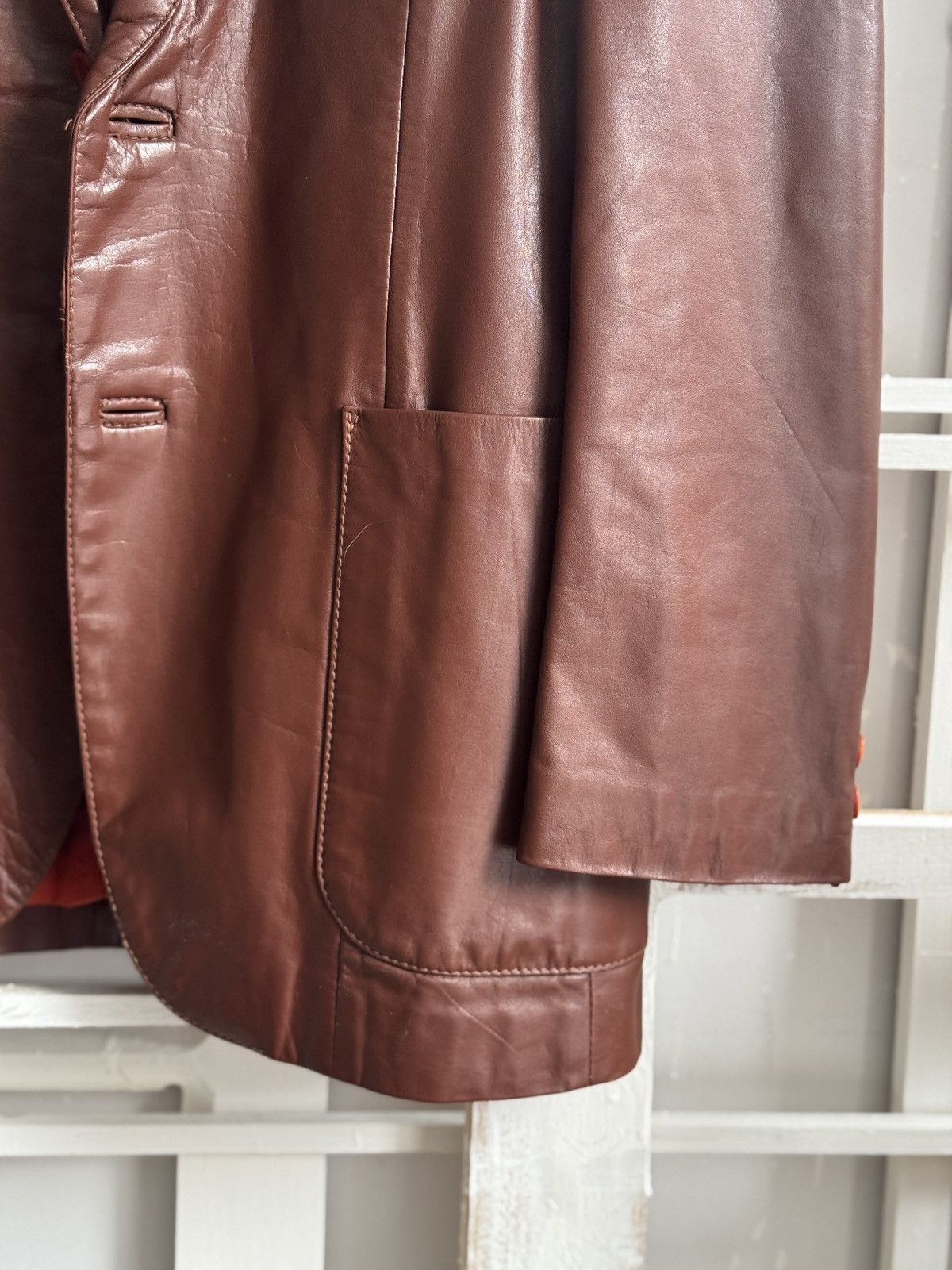 Yves Saint Laurent Yves Saint Laurent Vintage Leather Blazer Size S / US 4 / IT 40 - 6 Thumbnail