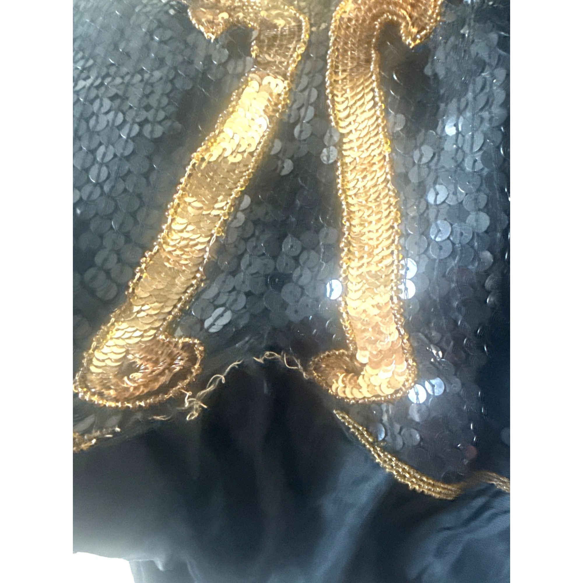 Vintage Vintage Royal Feelings Sequin Top Gold Black 4X 100% Silk Sh Size 4XL / US 24-26 - 5 Thumbnail