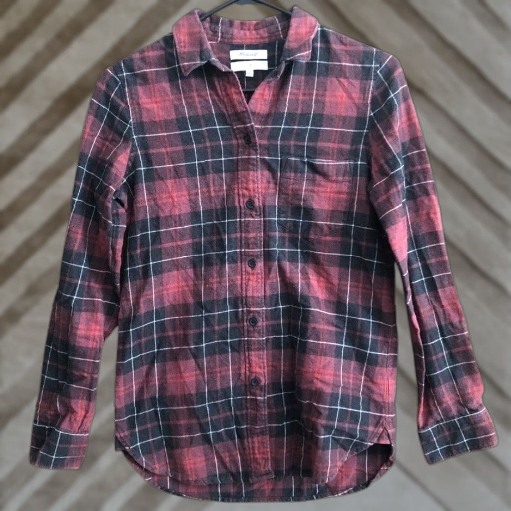 Madewell Madewell Womens Shirt Red Plaid Flannel Button Down Slim Fit 100% Cotton XS Size XS / US 0-2 / IT 36-38 - 1 Thumbnail