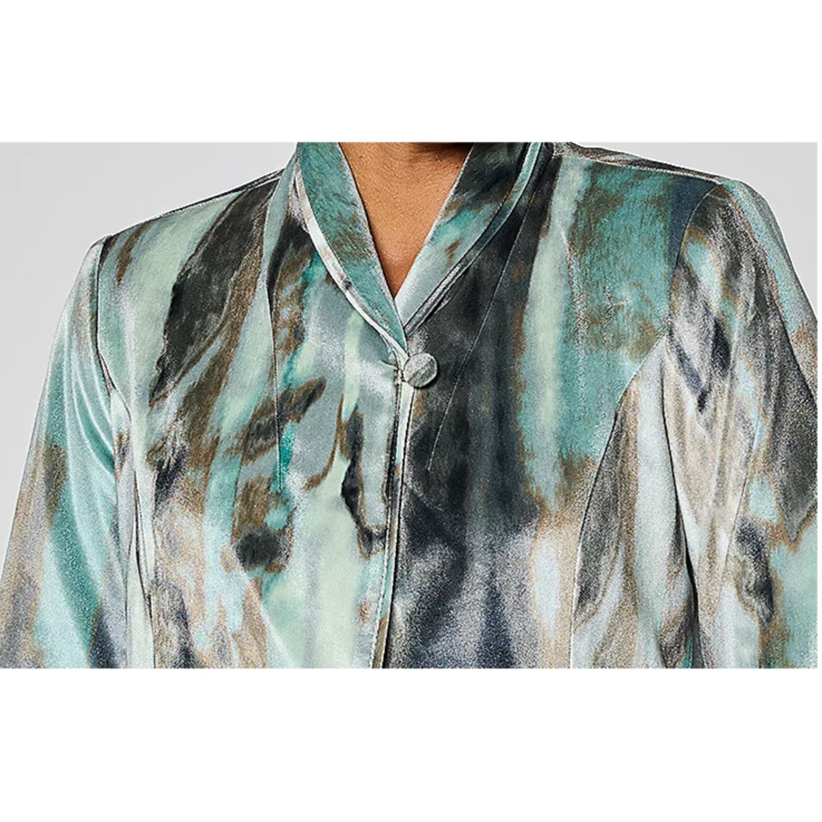 Logo Athletic LOGO by Lori Goldstein Printed Velvet Shawl Collar M A705833 Size M / US 6-8 / IT 42-44 - 2 Thumbnail