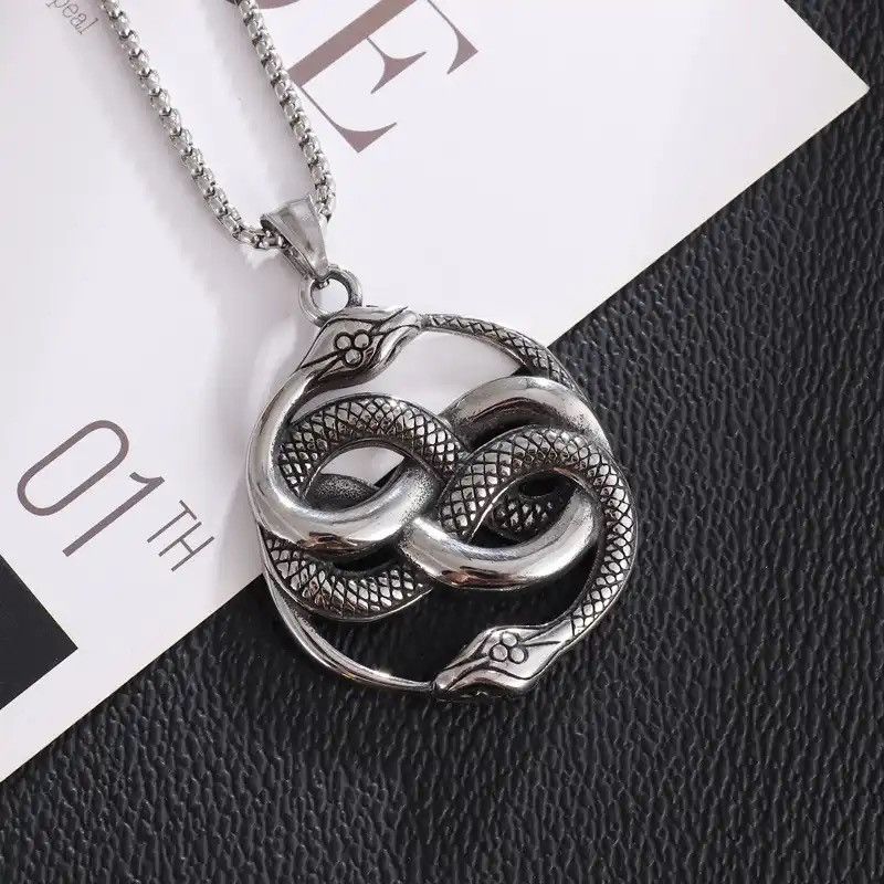 Jewelry × Vintage Punk Double Ouroboros Pendant Gothic Animal Viper Necklace Size ONE SIZE - 2 Thumbnail