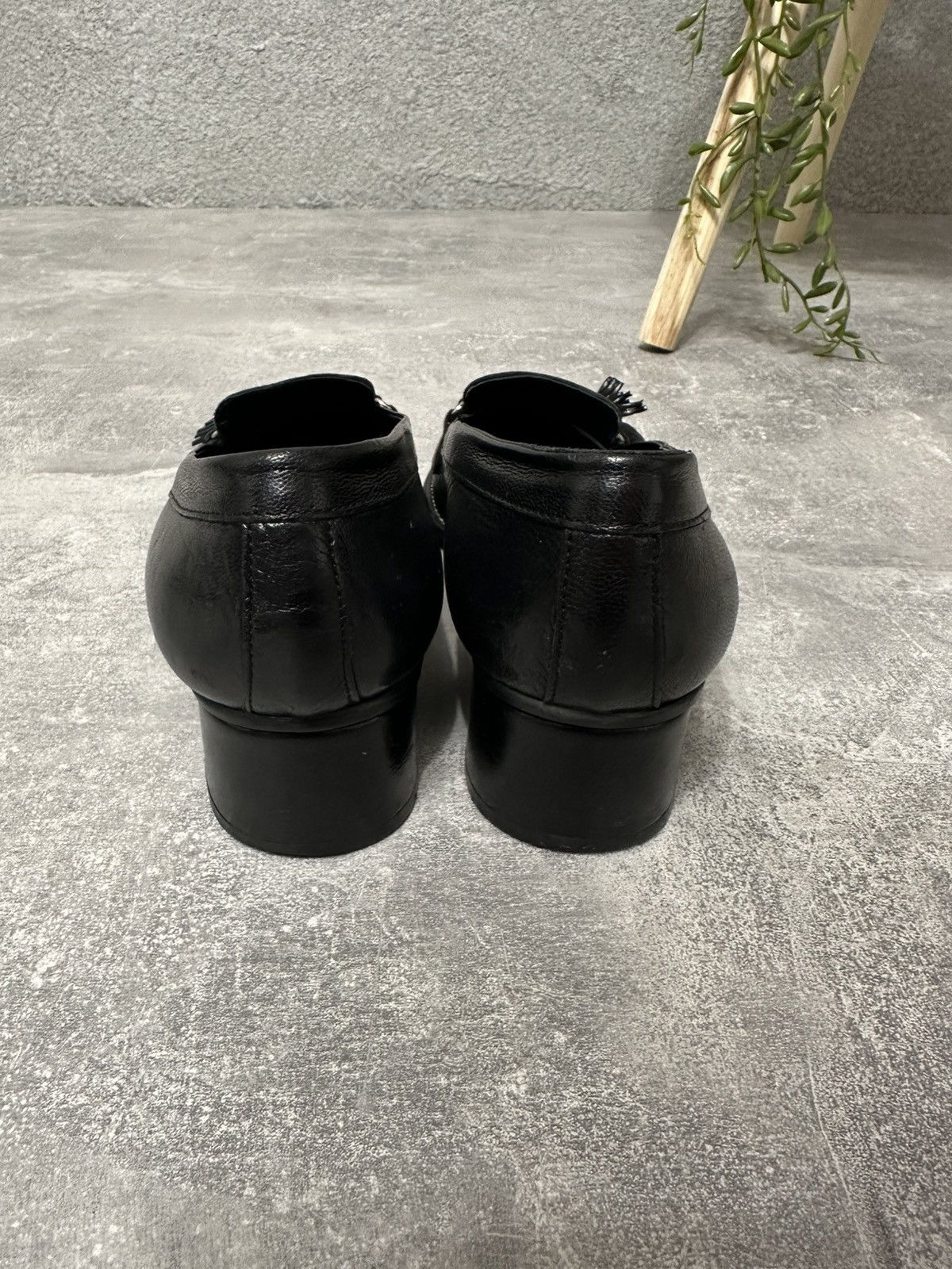 Other Vintage Black Leather Loafers with Tassels – Square Toe Size US 10 / IT 40 - 8 Thumbnail
