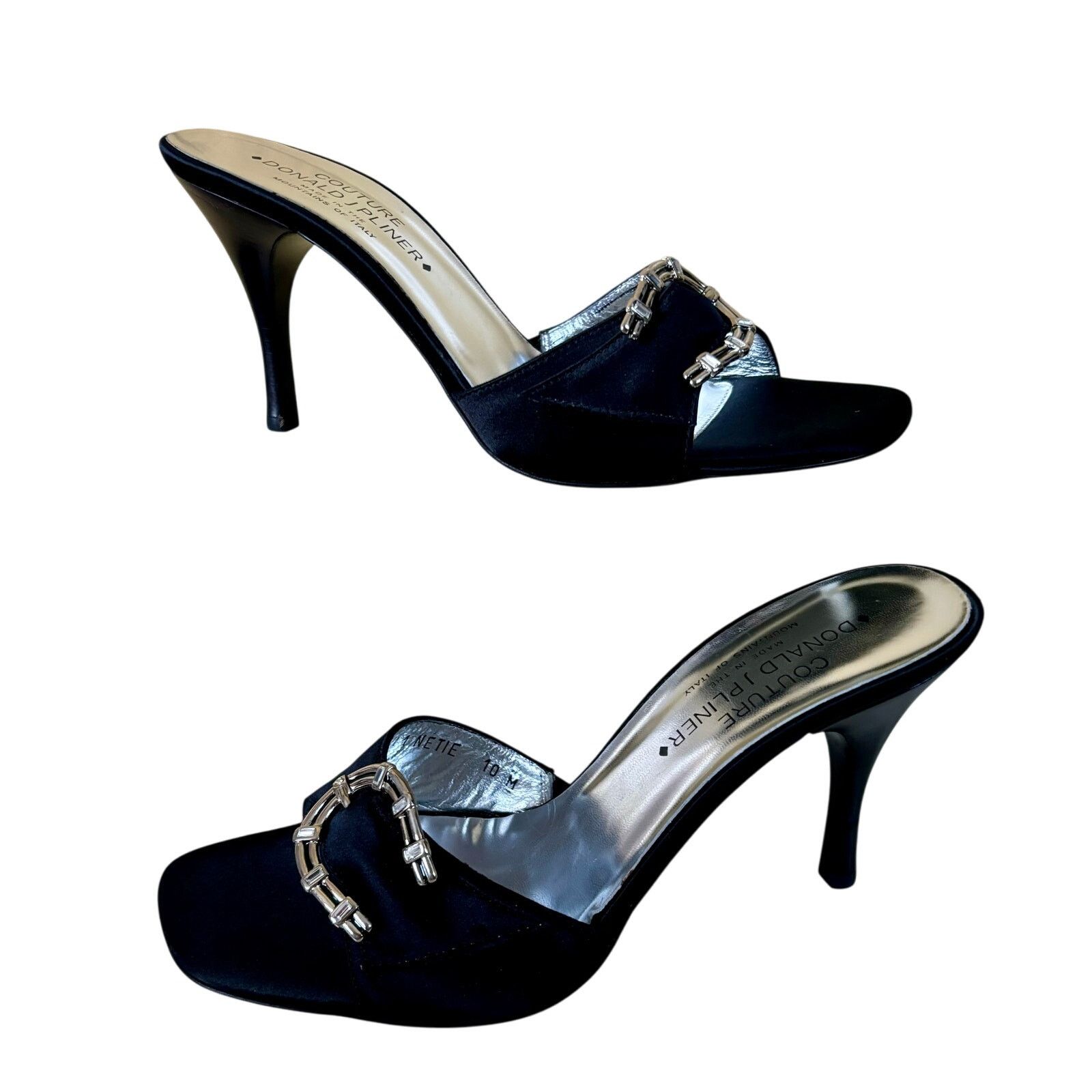Donald Pliner Donald Pliner Shoe Slide Black Buckle Rhinestones $250 NWT Size US 10 / IT 40 - 1 Thumbnail