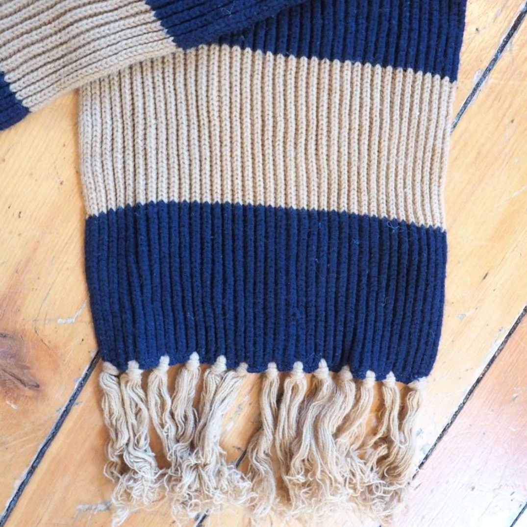 Vintage Vintage Black Tan Acrylic Winter Scarf Made in Japan Size ONE SIZE - 2 Thumbnail