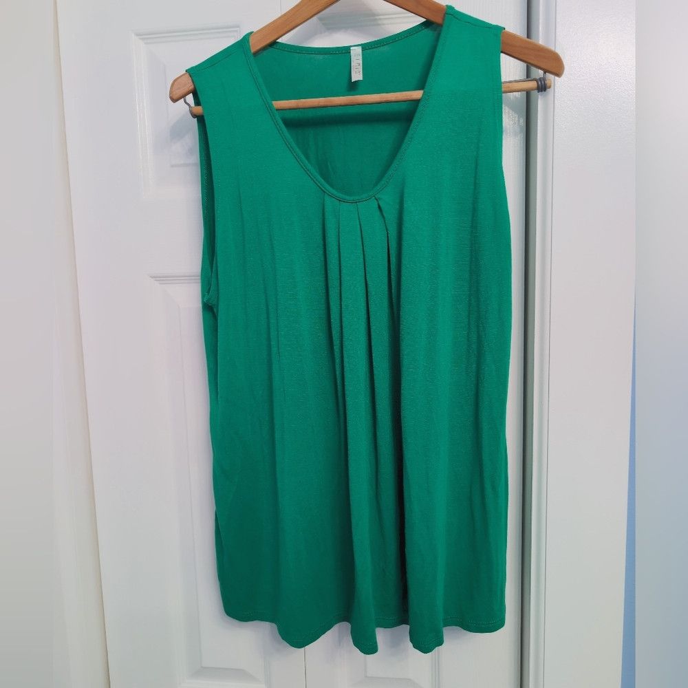 Other Eimin 2XL Pleated Green Sleeveless Women's Top Size XXL / US 16-18 / IT 52-54 - 1 Thumbnail