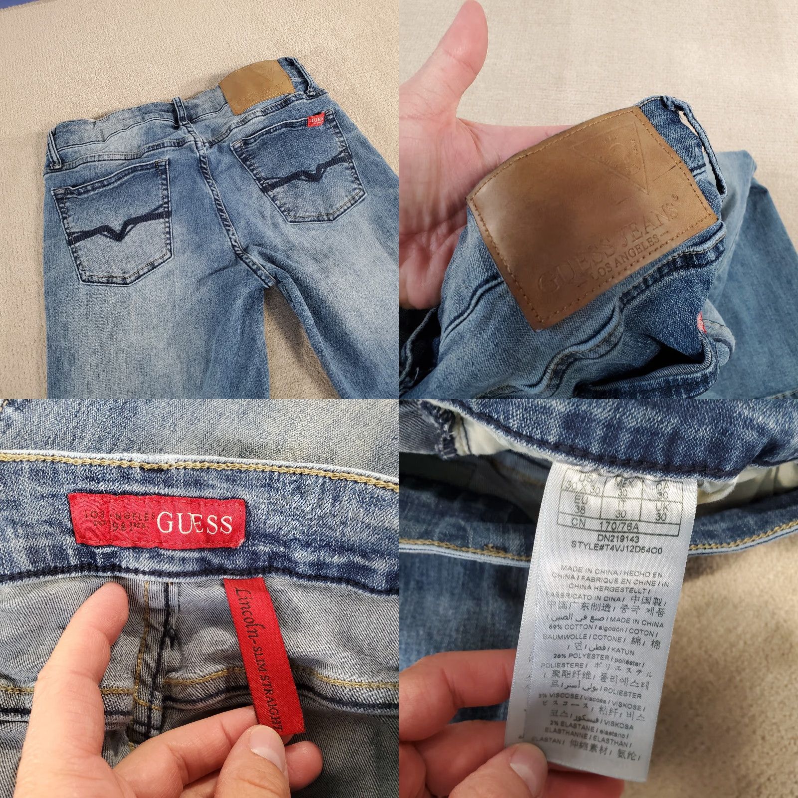 Guess Guess Jeans Mens Jeans Slim Straight Leg 30x30 Blue Lincoln Medium Wash Denim Size US 30 / EU 46 - 8 Thumbnail