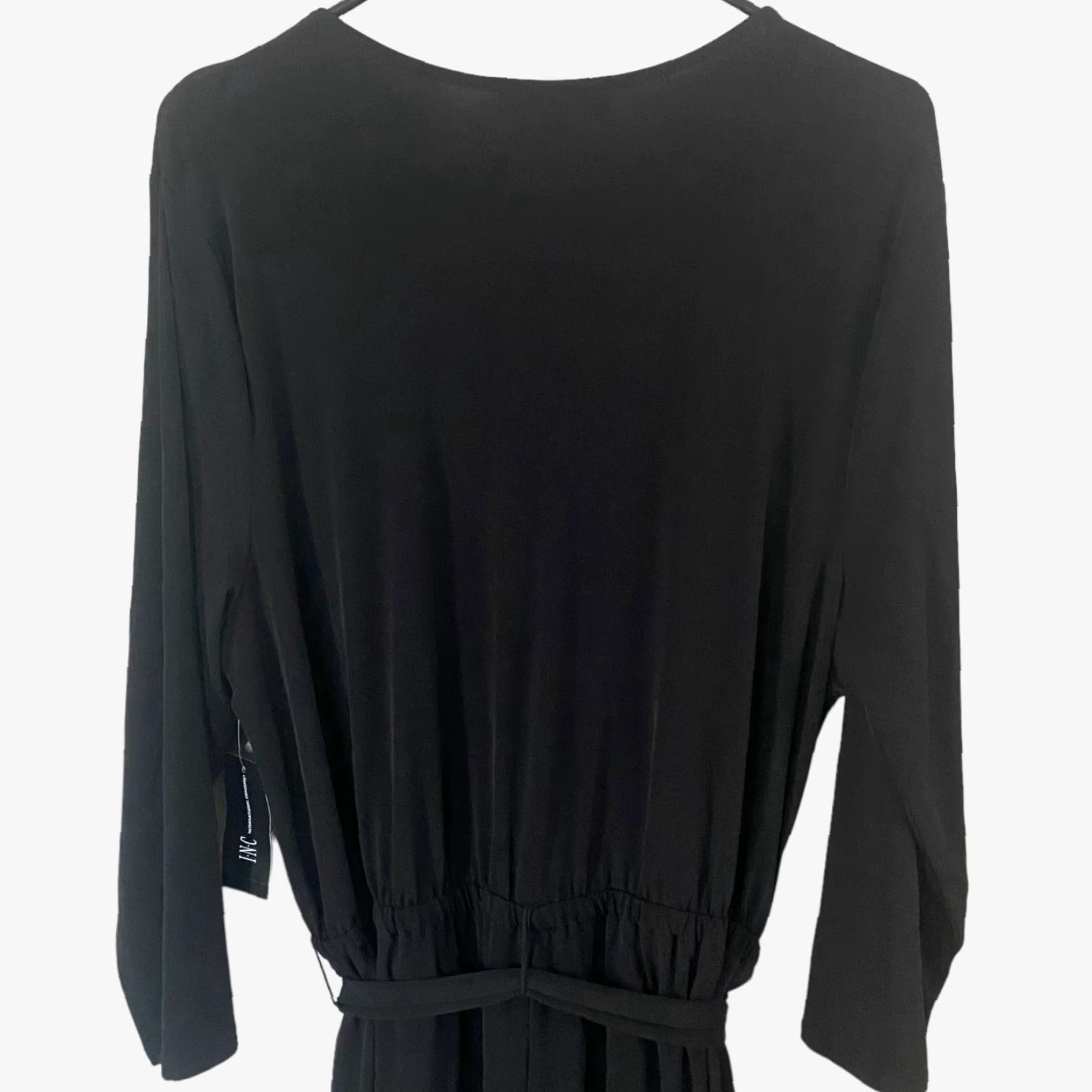 Vintage INC International Concepts Tie-Waist V-Neck Jumpsuit Black Womens XL New Stretch Size 40" / US 18 - 6 Thumbnail