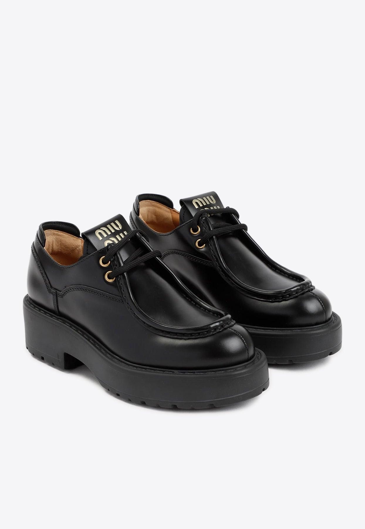 Miu Miu Miu Miu Leather Lace Up Derby Shoes Size US 9.5 / IT 39.5 - 1 Thumbnail