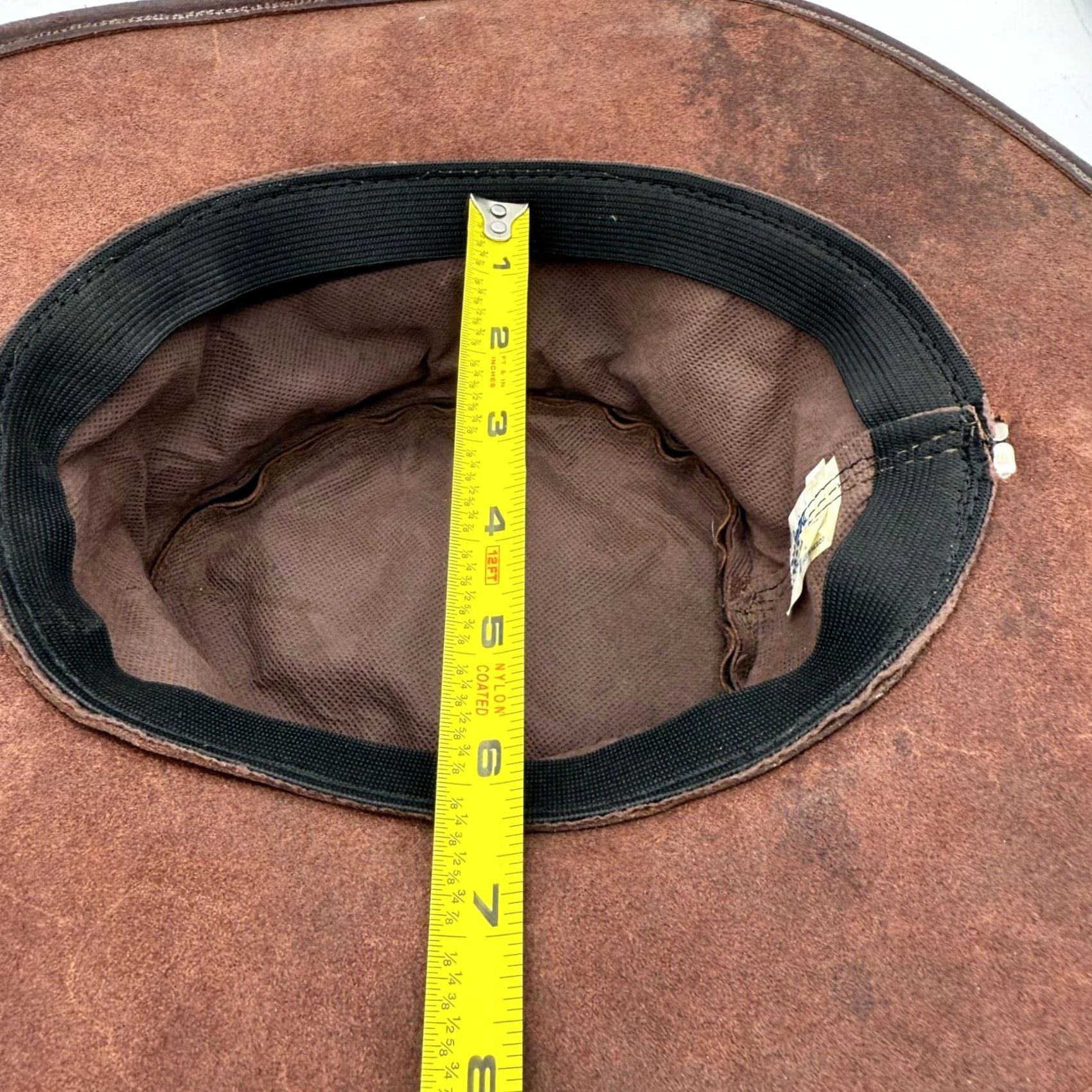 Vintage VINTAGE Mens Leather Australian Outback Hat Size Small Brown Braided Hatband Size ONE SIZE - 2 Thumbnail