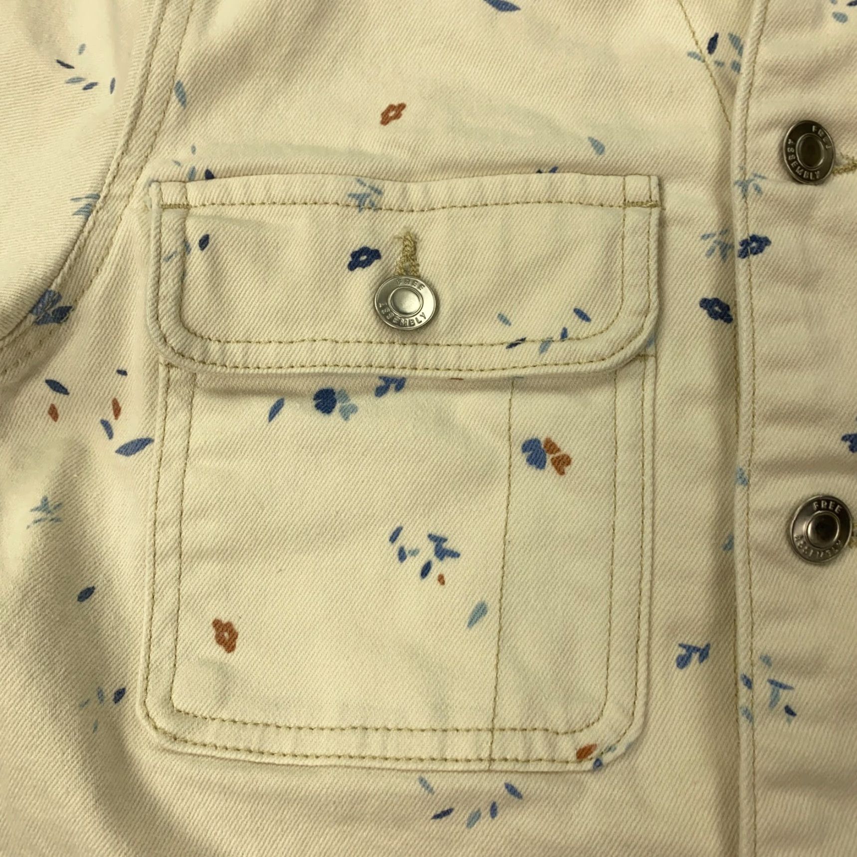 Vintage Free Assembly Jacket Women Large White Denim Floral Speckled Stretch Womens Size L / US 10 / IT 46 - 3 Thumbnail
