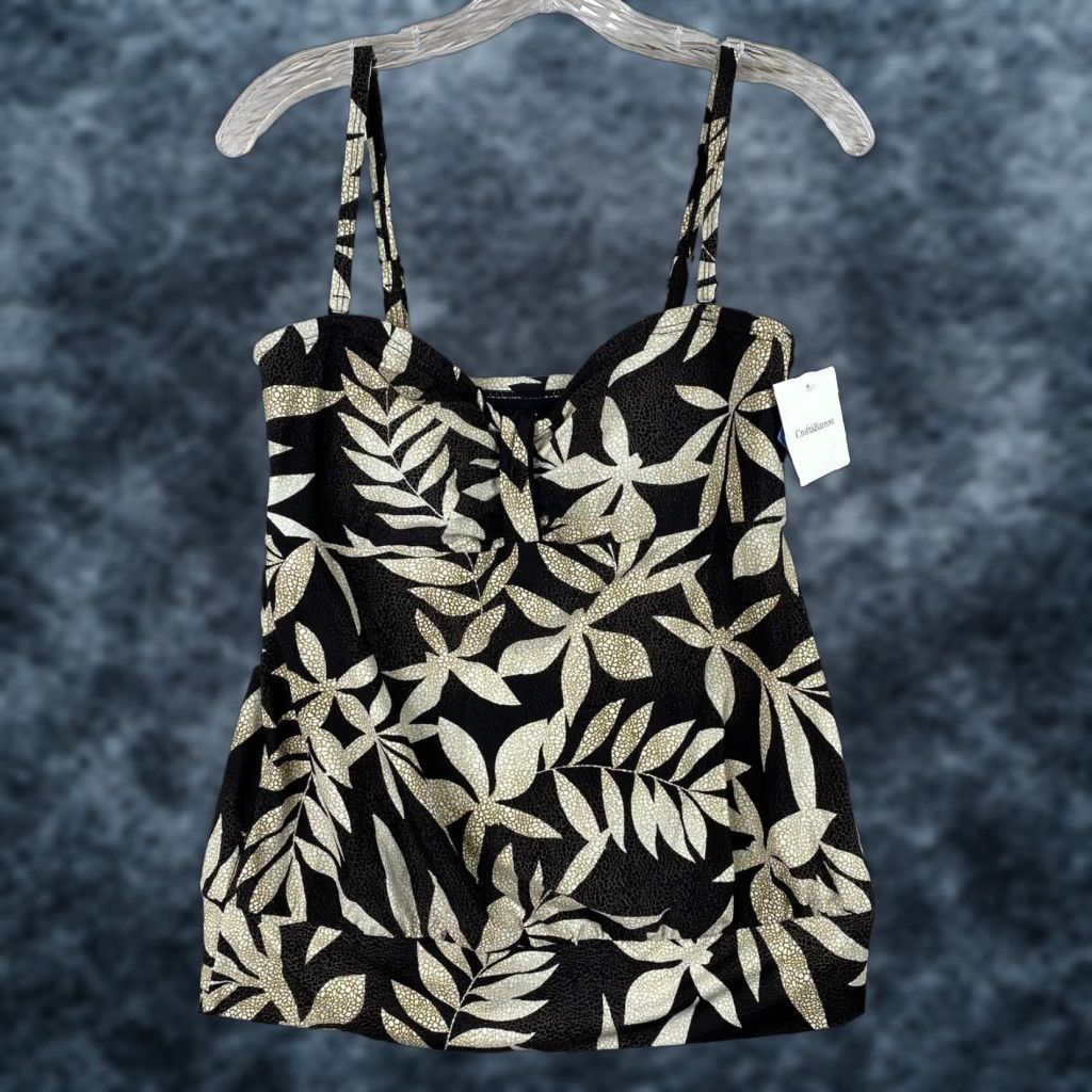 Croft & Barrow VINTAGE Croft & Barrow Tankini Top Womens 12 Brown Floral Tummy Slimmer Swimsuit NWT Size XL / US 12-14 / IT 48-50 - 1 Thumbnail