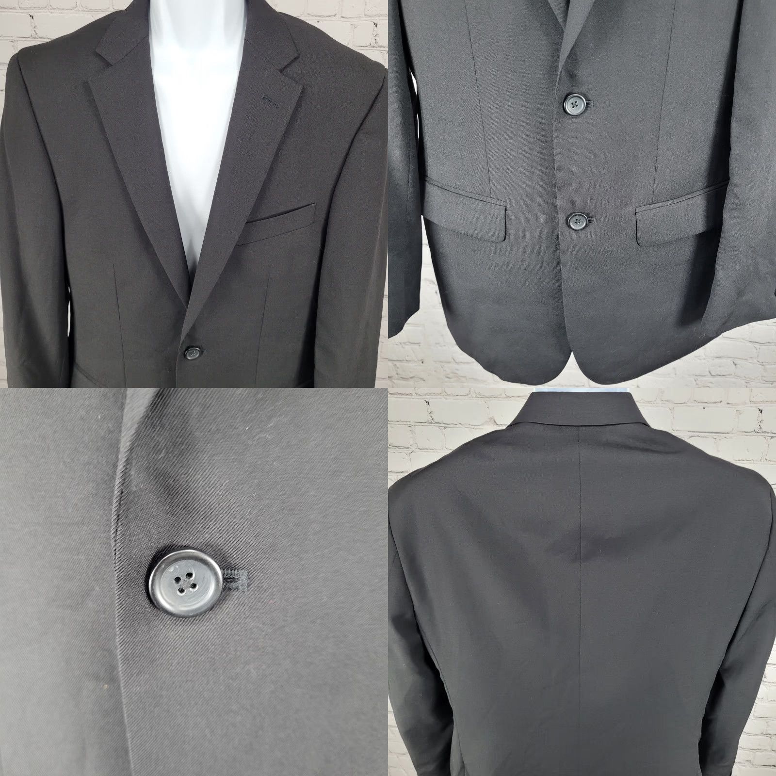 Pronto Uomo Pronto Uomo Platinum Black 100% Wool 2 Button Notch Vented Blazer Size 38R Size 38R - 8 Thumbnail