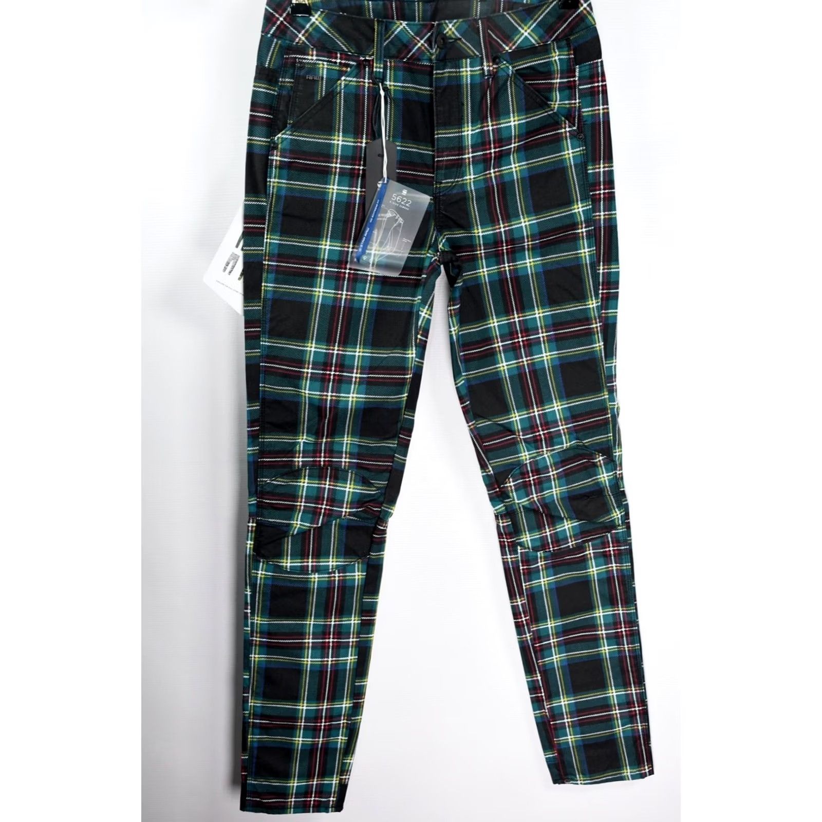 G-Star G-Star Pharrell Williams 5622 3D Mid Boyfriend Royal Stewart Cotton Jeans Blue Check W24 L34 Womens Girls Size ONE SIZE - 2 Thumbnail