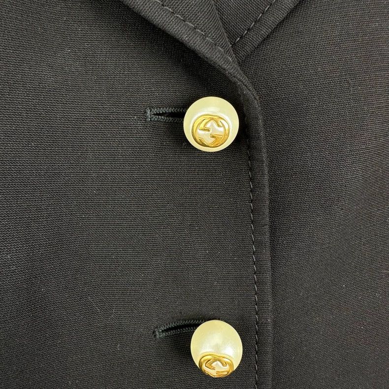 Gucci Gucci Size 38 Black cardi crepe silk wool lace sleeve pearl Size S / US 4 / IT 40 - 6 Thumbnail