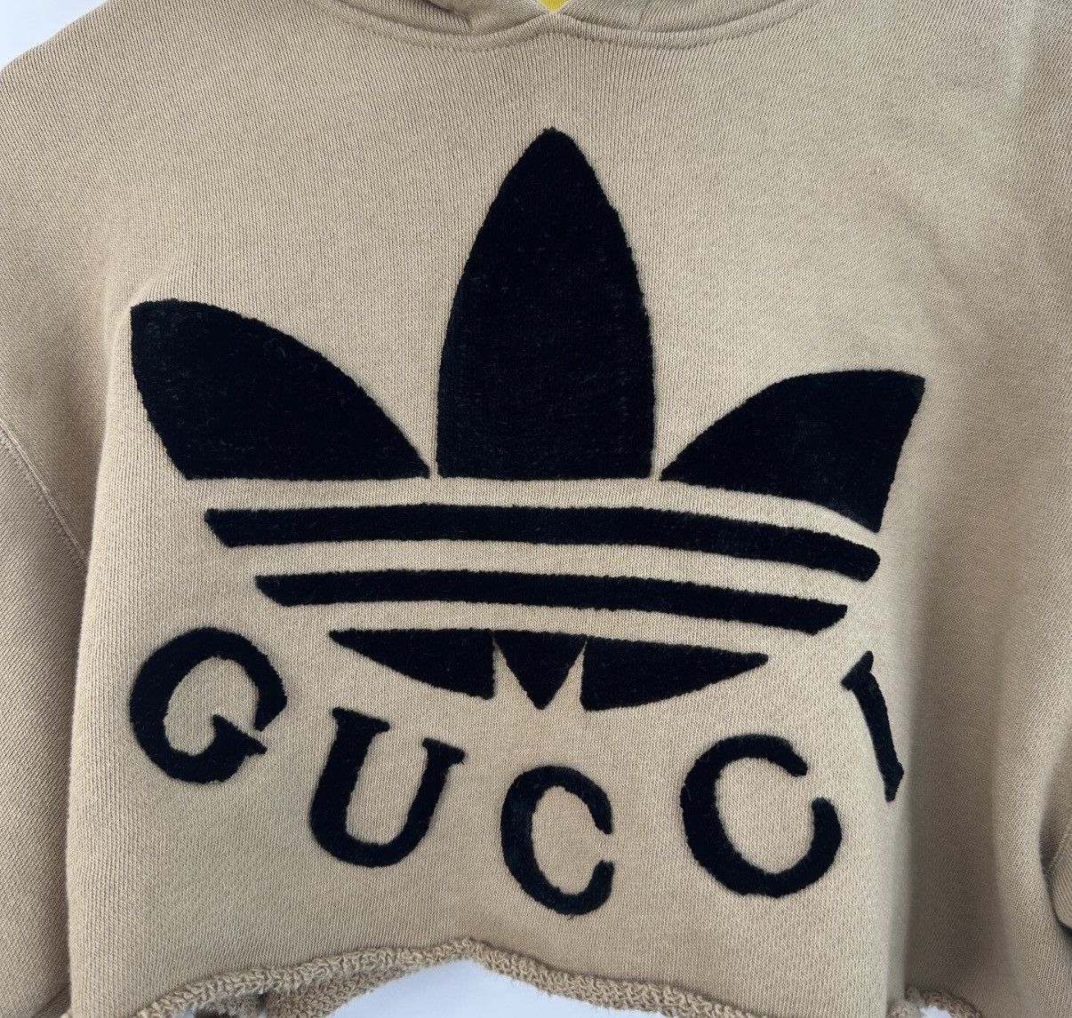 Gucci GUCCI x Adidas Women's Khaki Cropped Hoodie K12 Size XS / US 0-2 / IT 36-38 - 4 Thumbnail