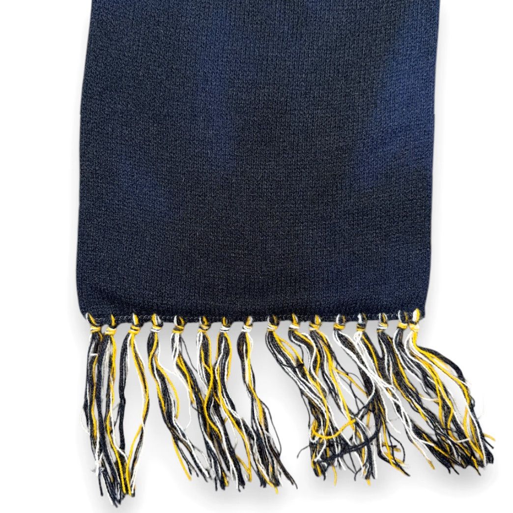 Vintage VINTAGE Ronrico Rum Scarf Scarf Black Blue Yellow Orlon Acrylic Knit USA 60s Mens Size ONE SIZE - 4 Thumbnail