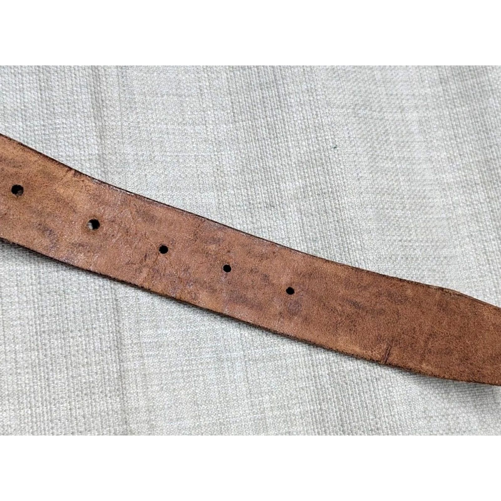 Vintage VINTAGE TOOLED buckle belt WESTERN handcrafted 36 leather COWHIDE brown COWBOY Size 36 - 7 Thumbnail