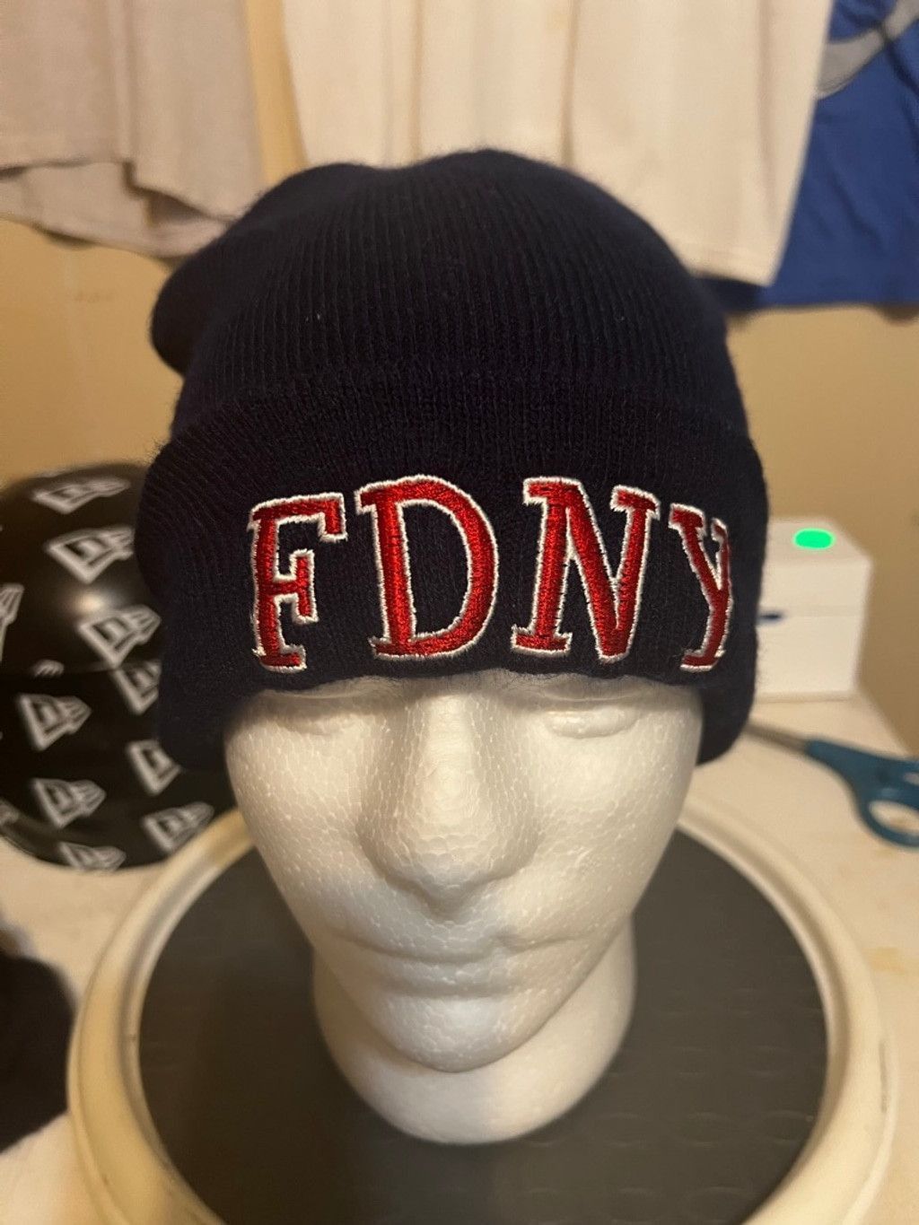 The Unbranded Brand Men's Unbranded FDNY Navy Red Beanie One Size Size ONE SIZE - 1 Thumbnail