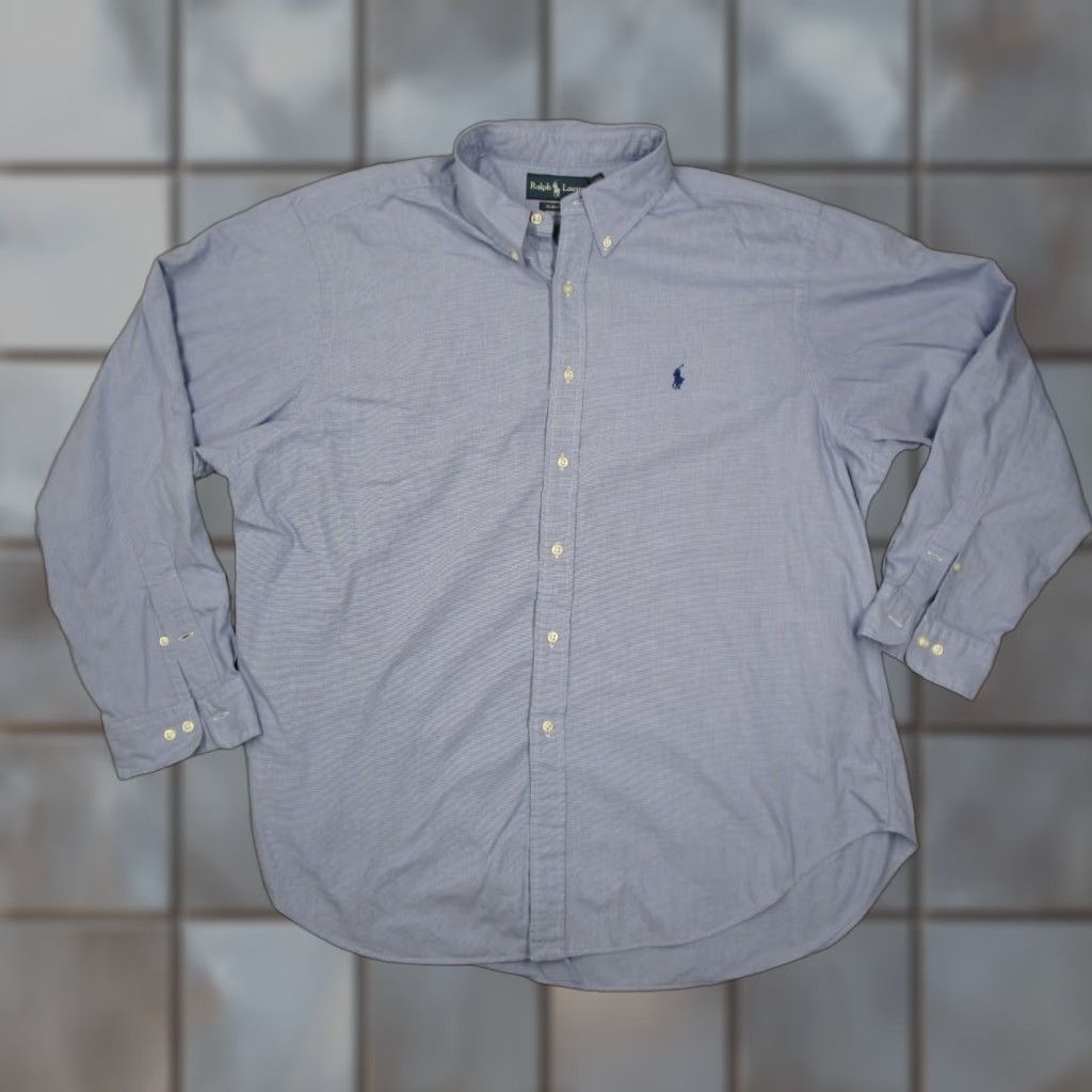 Ralph Lauren VINTAGE Ralph Lauren Men's Dress Shirt Long Sleeve Blue 34 Button-Down Twill Classic Fit Size US S / EU 44-46 / 1 - 1 Thumbnail