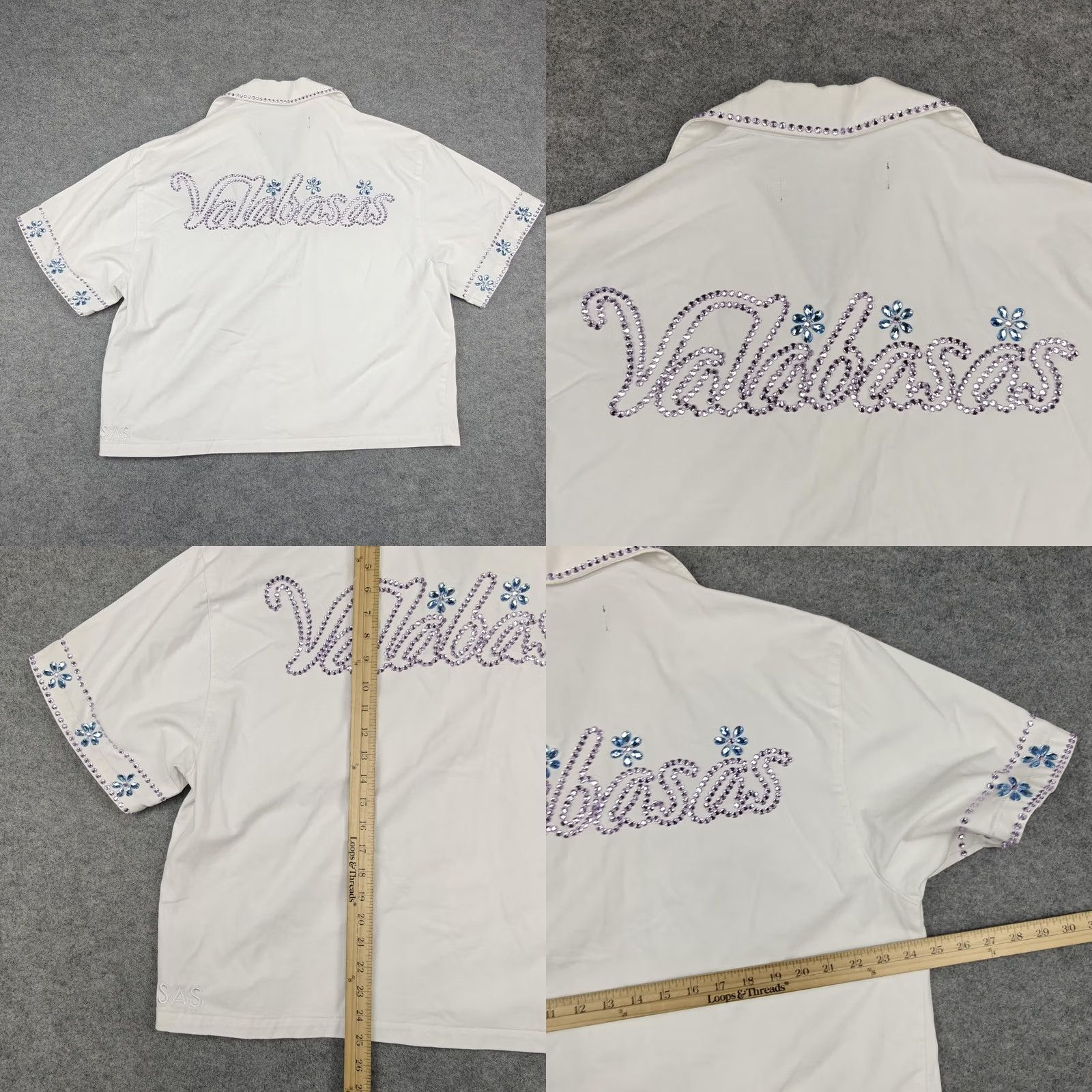 Vintage Valabasas Shirt Mens M White Rhinestone Short Sleeve Button-Up Casual Size US M / EU 48-50 / 2 - 8 Thumbnail