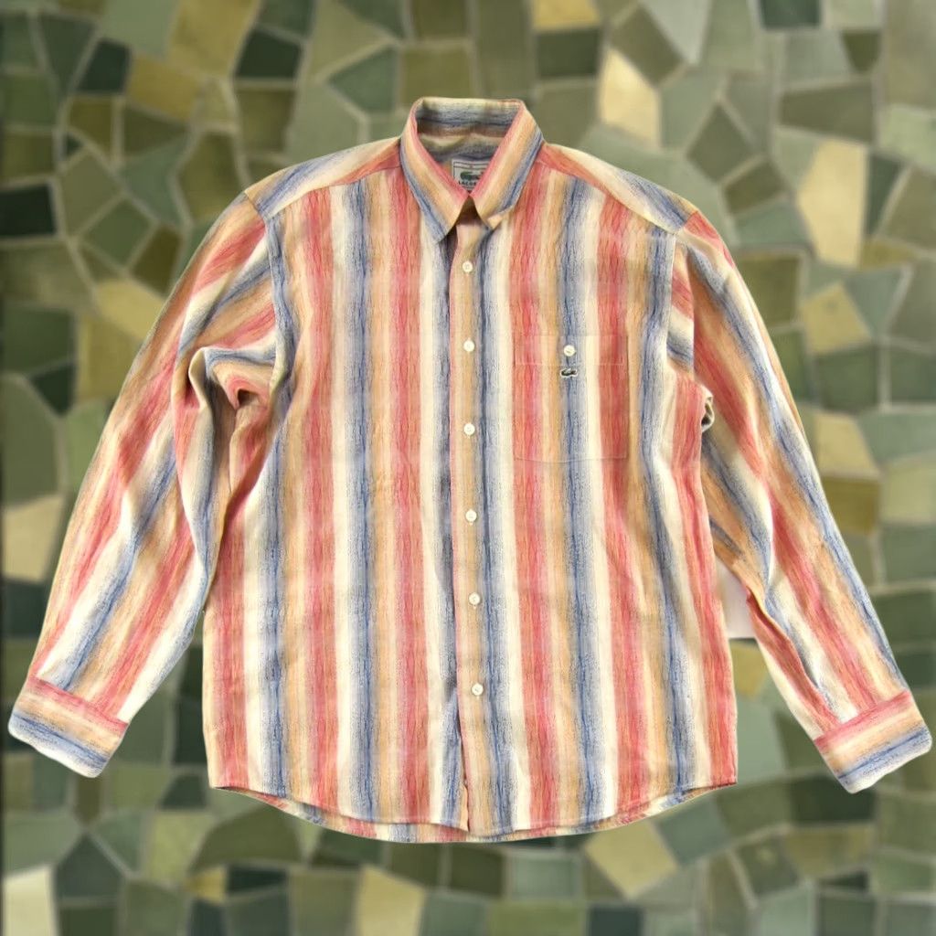 Lacoste LACOSTE Pink Blue Stripe Button-Up Shirt Men M Size US M / EU 48-50 / 2 - 1 Thumbnail