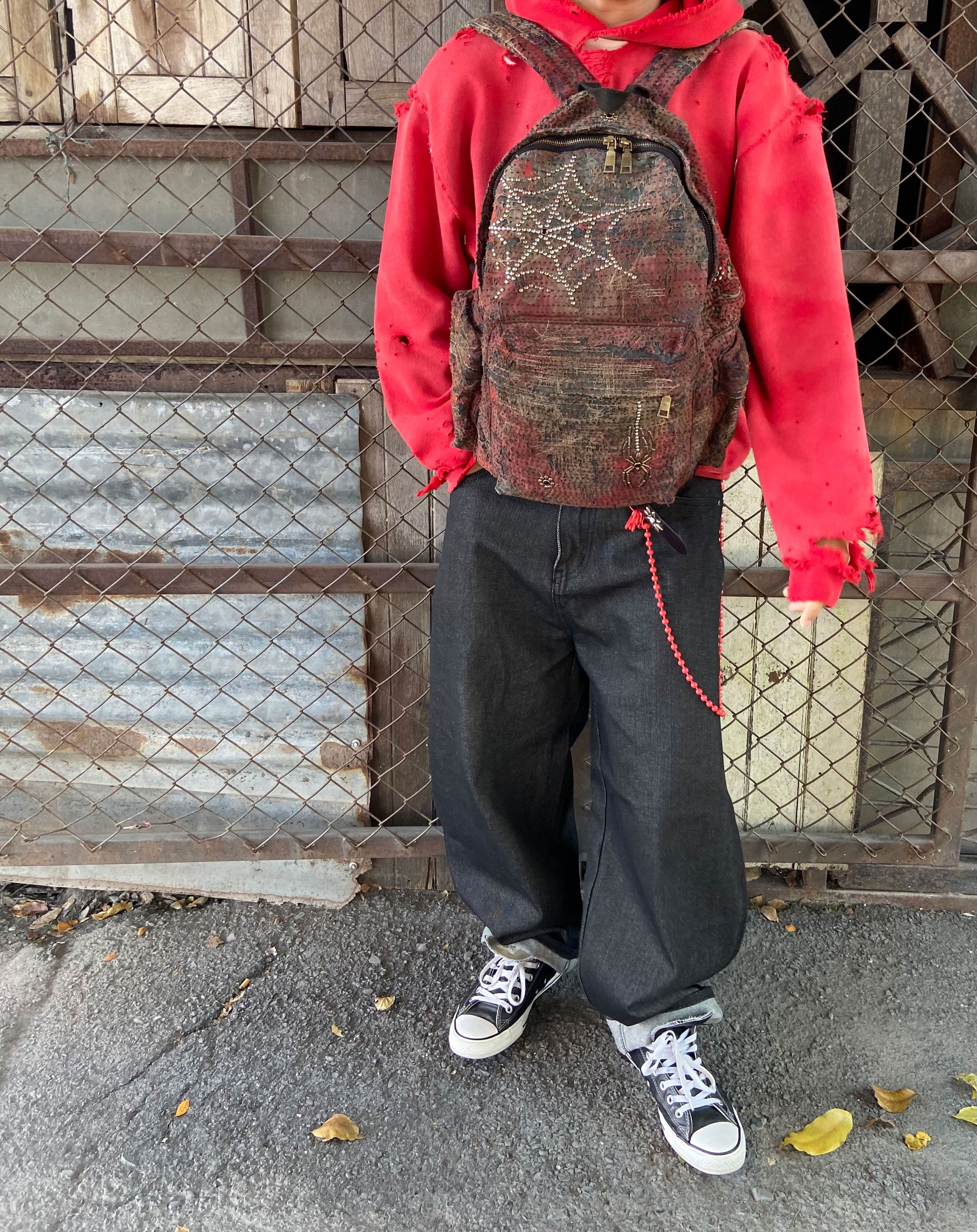 Japanese Brand SOLD * BORO SASHIKO Studded Spider Web Backpack 🕷️🕸️ Size ONE SIZE - 11 Thumbnail