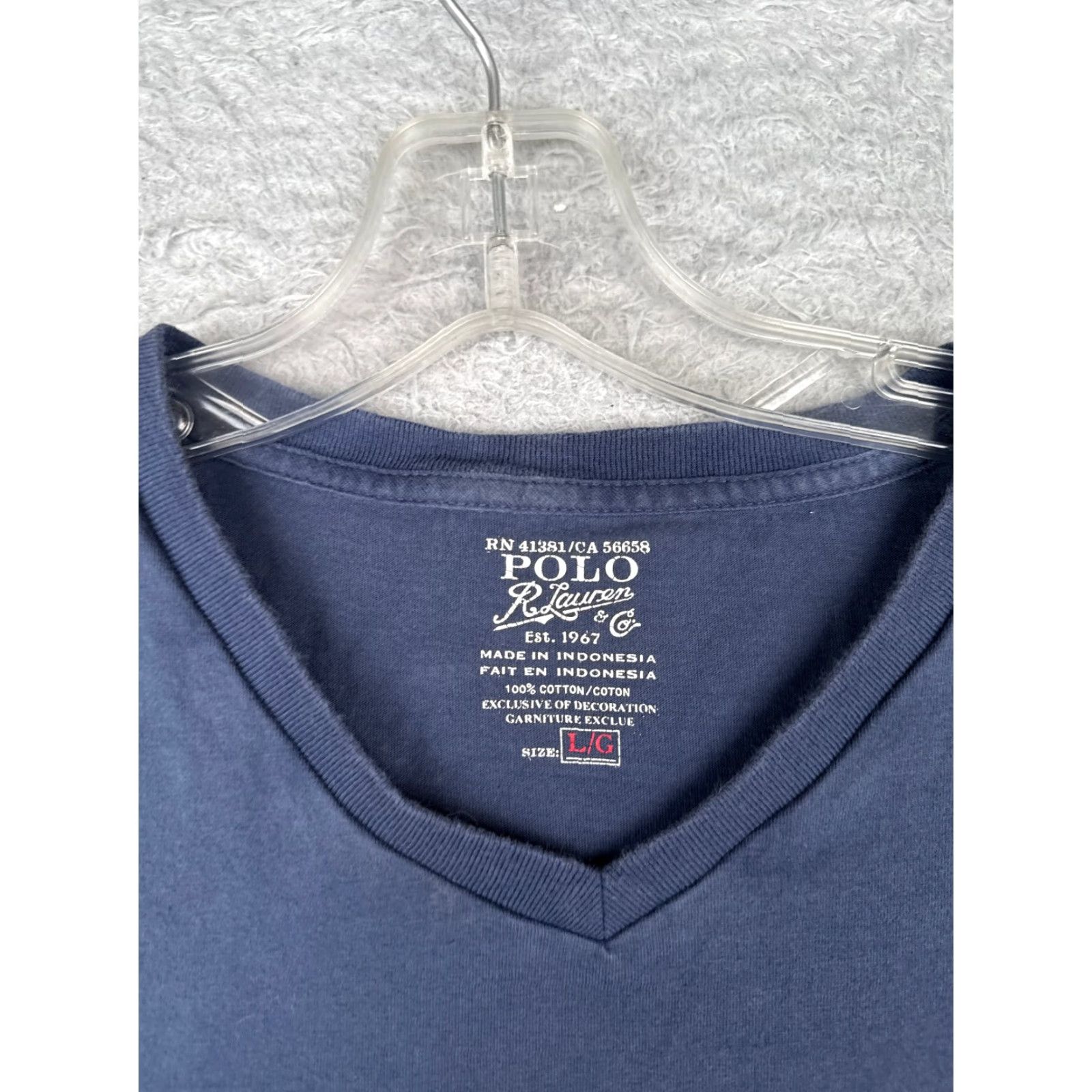 Ralph Lauren VINTAGE Polo Ralph Lauren Shirt Men Large Blue V-Neck Short Sleeve 100% Cotton READ Size US L / EU 52-54 / 3 - 7 Thumbnail