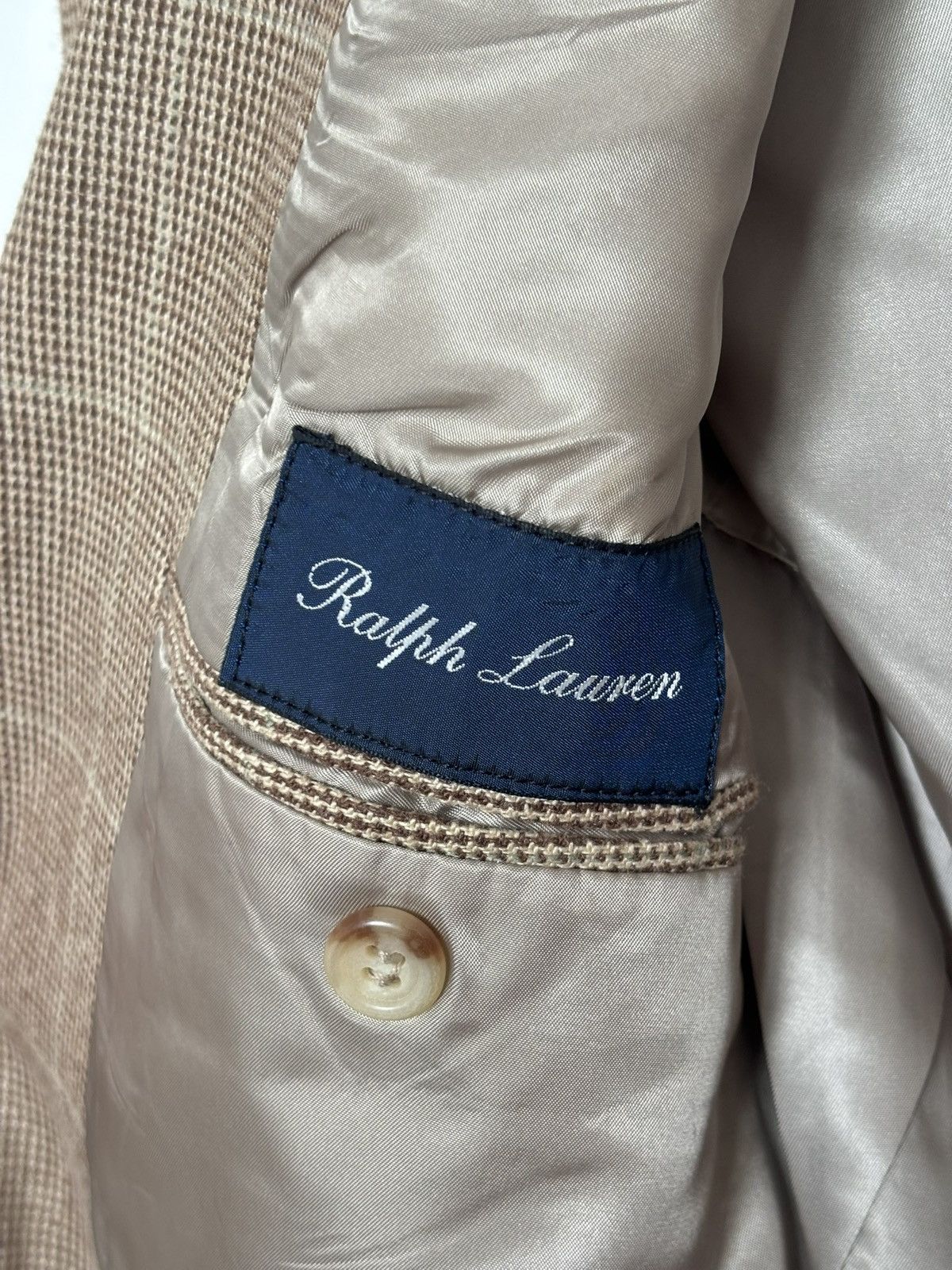 Ralph Lauren Vintage Ralph Lauren Tan Glen Plaid Wool Blazer Made USA 42R Size 42R - 3 Thumbnail