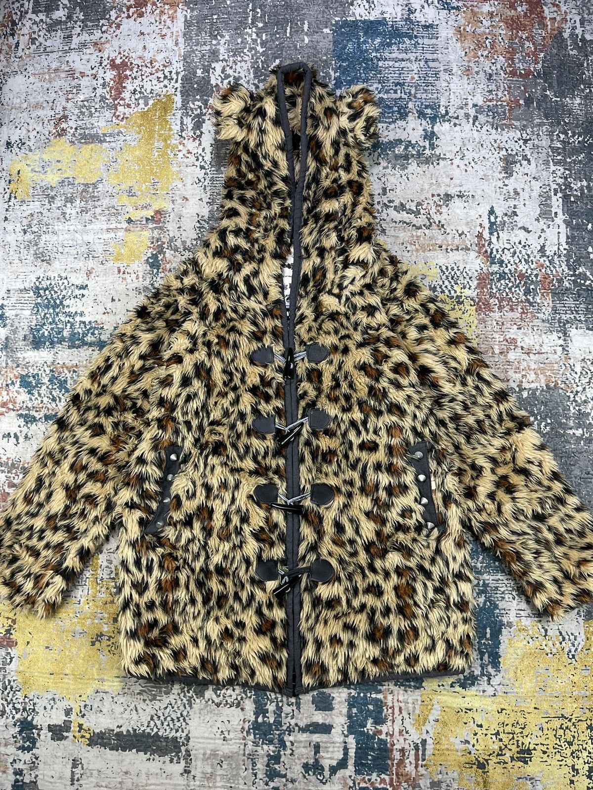 Dig Deep Dig Deep Leopard Fur Ear Hoodie Spiked Jacket Size XL / US 12-14 / IT 48-50 - 1 Thumbnail