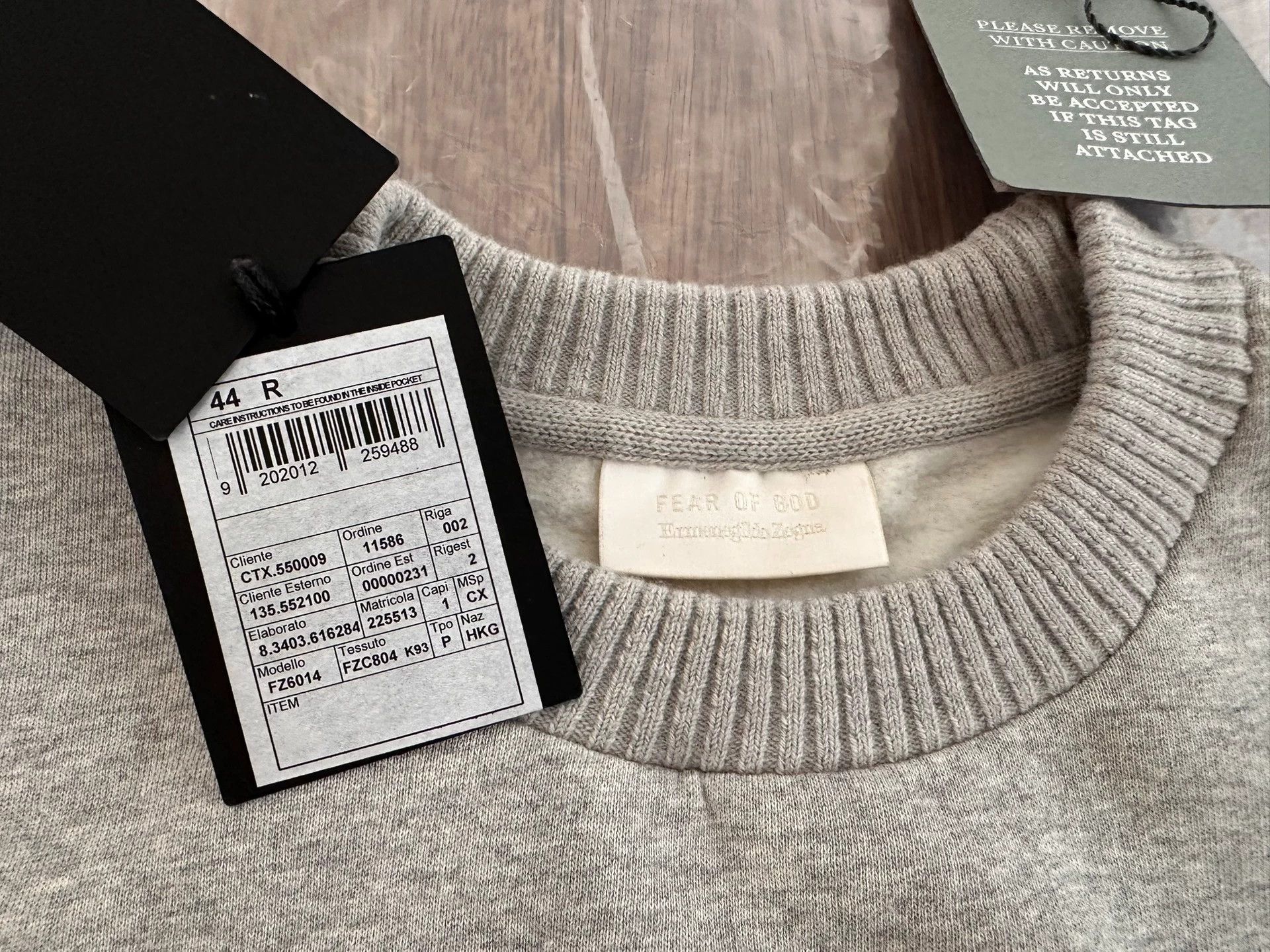 Ermenegildo Zegna Zegna x FOG China Excl Oversize Crew Sweat Gray S Size US S / EU 44-46 / 1 - 3 Thumbnail