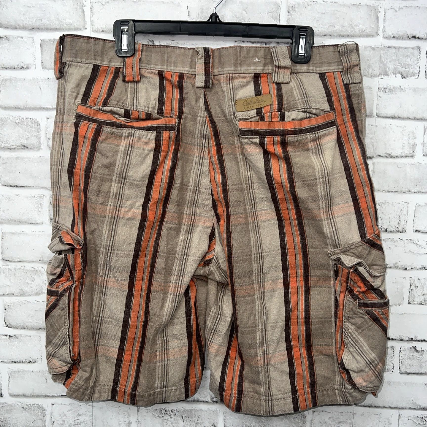 Vintage Cabela's Casuals Orange Plaid Cargo Shorts Mens Size 36 Size US 36 / EU 52 - 4 Thumbnail