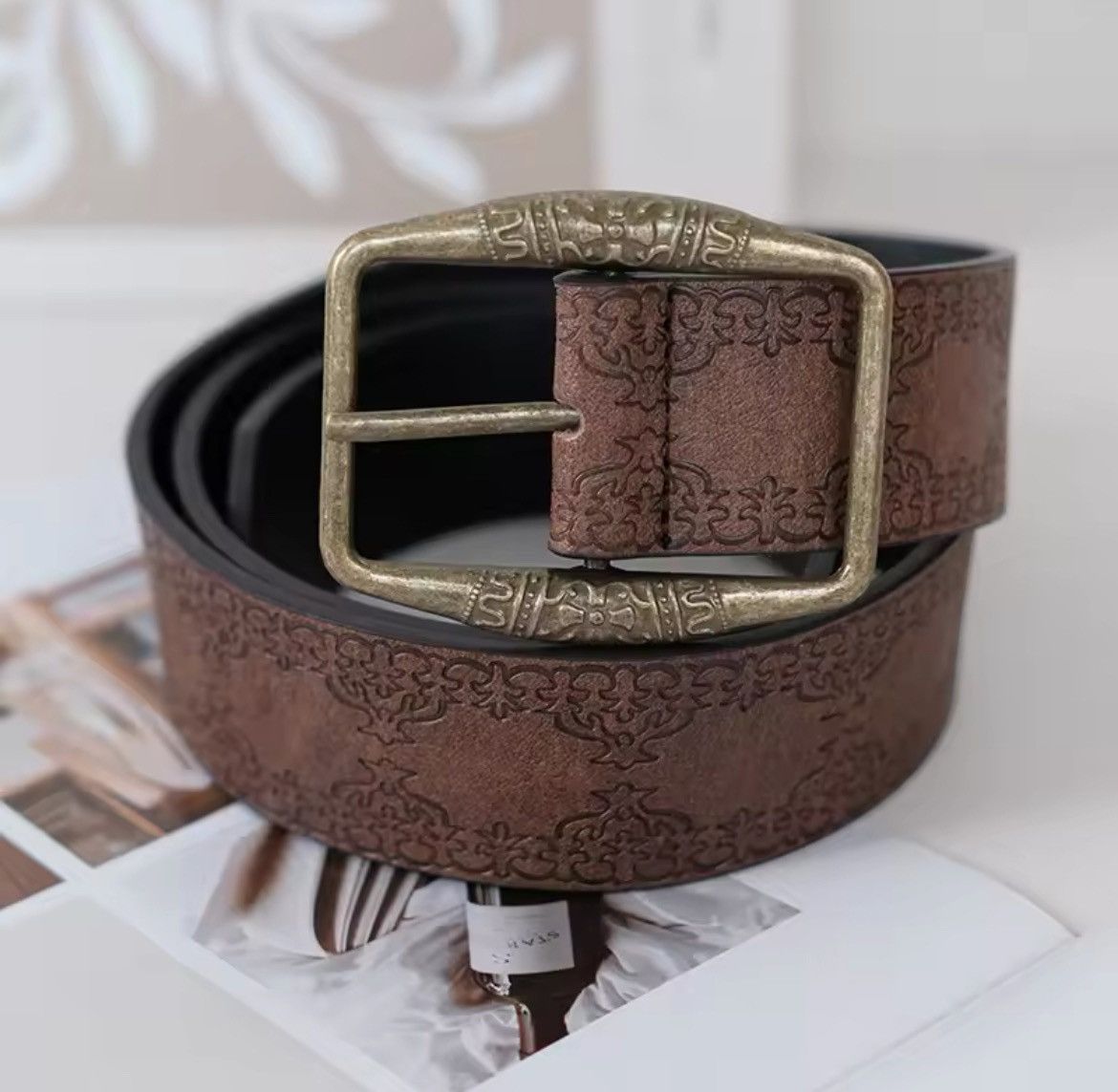 Cowboy Equipment × Vintage vintage style brown american western floral rustic boho belt Size ONE SIZE - 7 Thumbnail