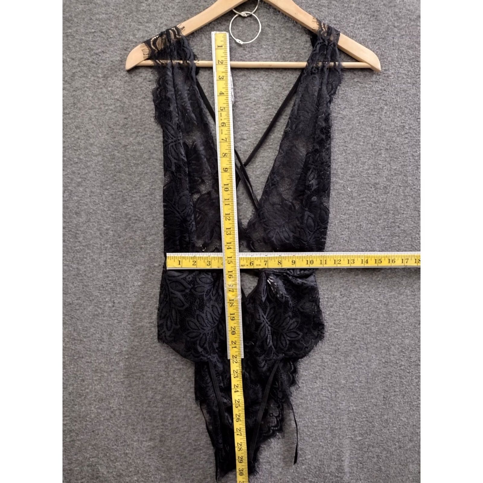 Vintage AvidLove Teddy lingerie Woman XL black lace Plunge V-Neck Cross Back One Piece Women Size XL Teddy lingerie Size ONE SIZE - 5 Thumbnail