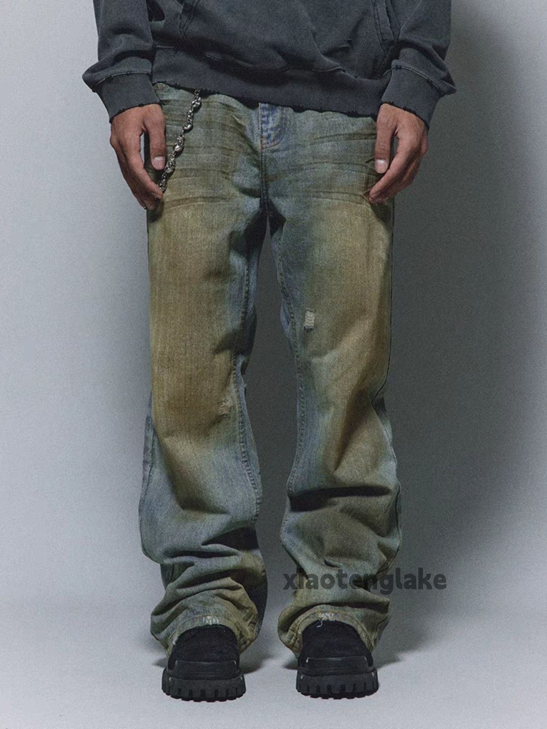 Jean × Vintage washed faded punk grunge rusty flared hiphop jeans Size US 30 / EU 46 - 1 Thumbnail