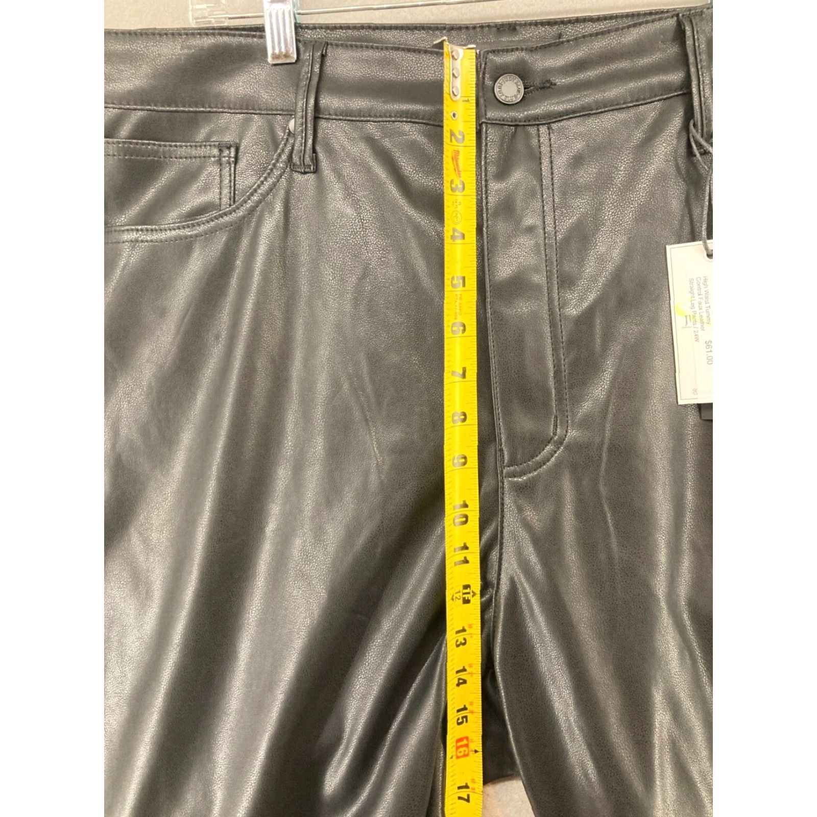 Vintage Judy Blue Pleather Pants Womens 24W Faux Black Leather NWT High Rise Straight Pants Size 42" / US 20 - 4 Thumbnail