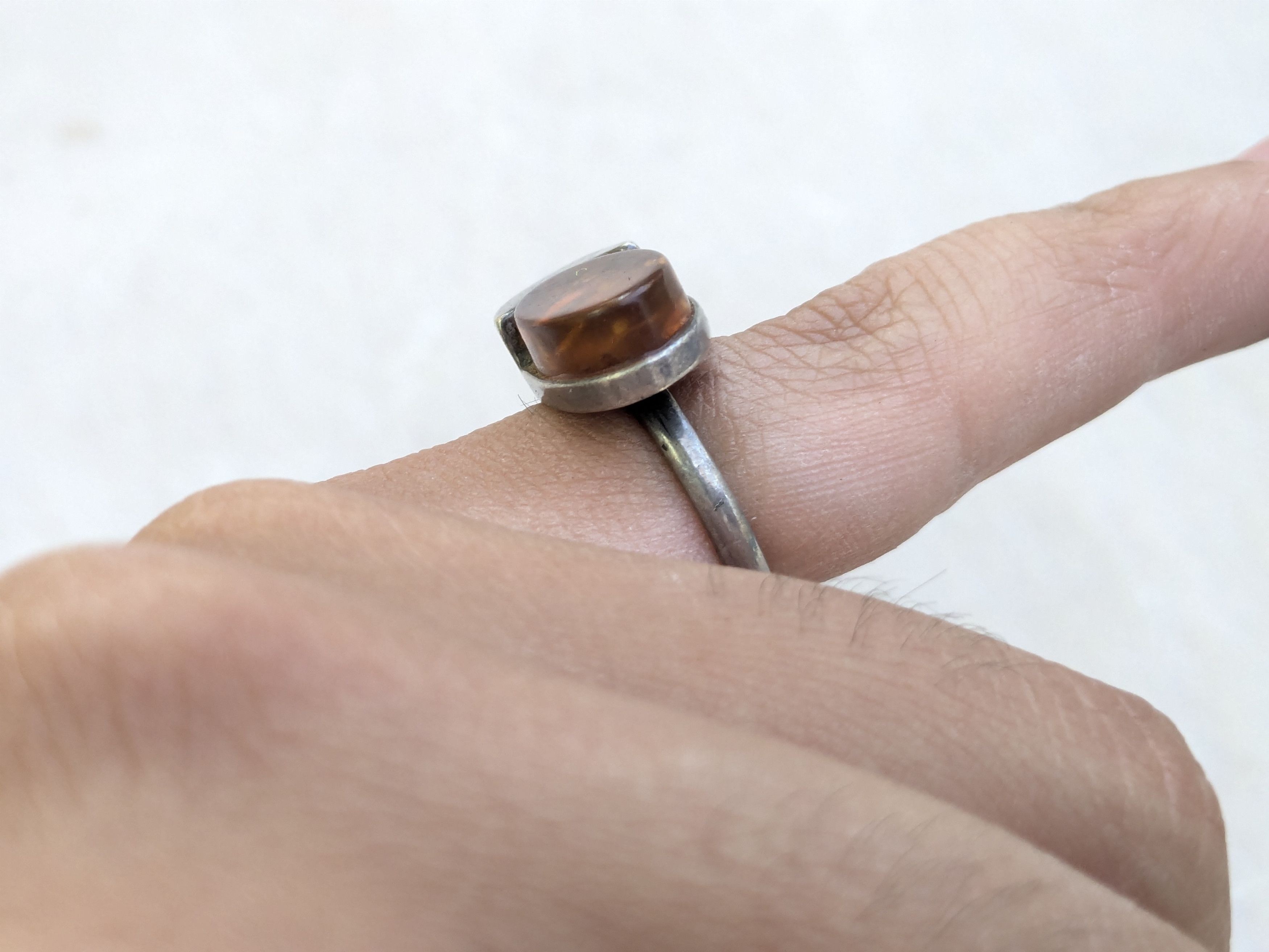 Jewelry × Vintage Vintage Sterling Silver Ring Orange Amber MCM 5.5 Size ONE SIZE - 12 Thumbnail