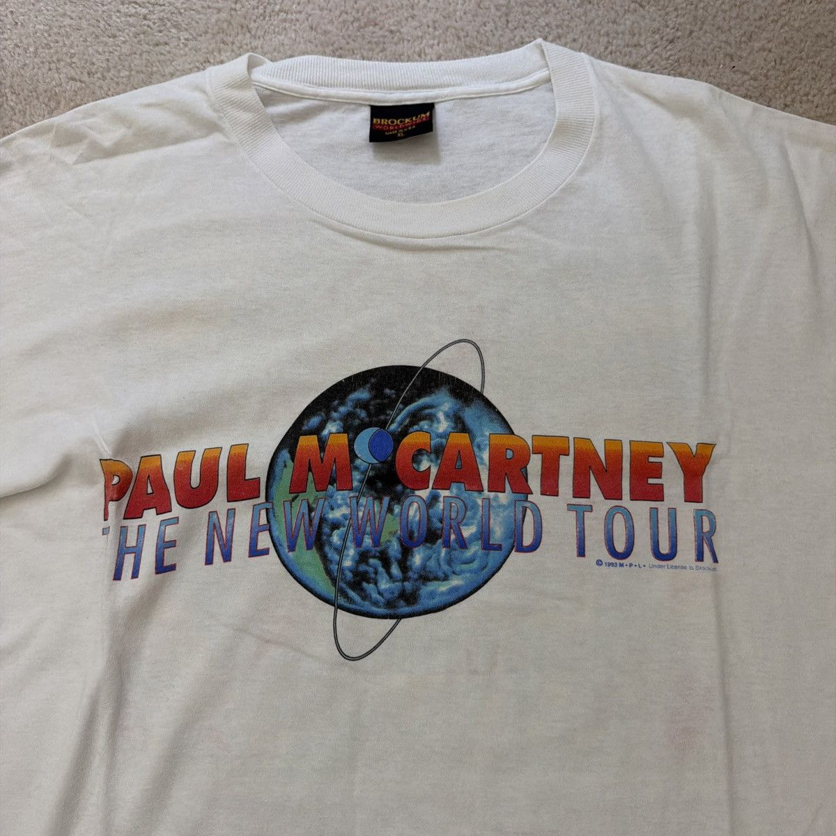 Vintage Paul McCartney Shirt White New World Tour Rock 1993 Size US XL / EU 56 / 4 - 2 Thumbnail