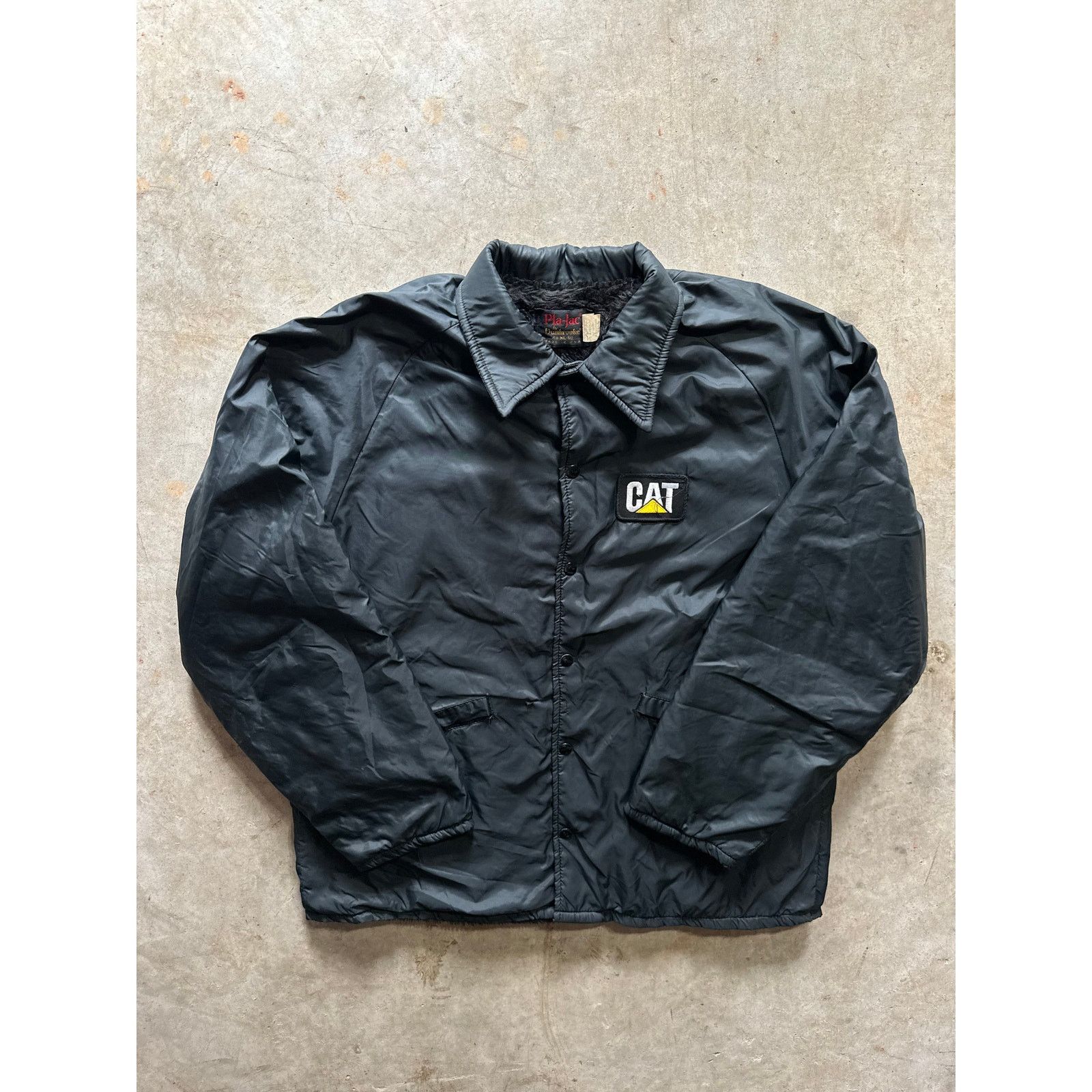 Caterpillar × Vintage Vintage CAT Construction Patch 90s 80s Faux Fur Lined Jacket Size US XL / EU 56 / 4 - 1 Thumbnail