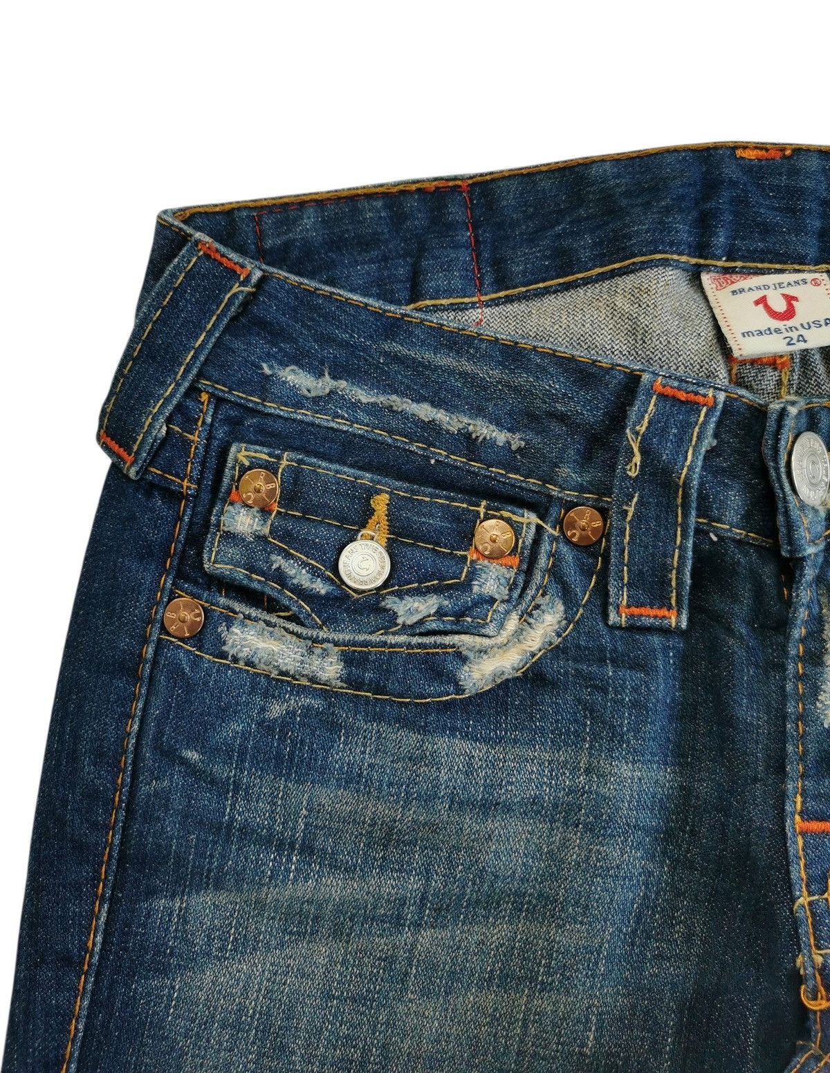 True Religion Joey Bootcut Flare Distressed Denim Jeans Y2K