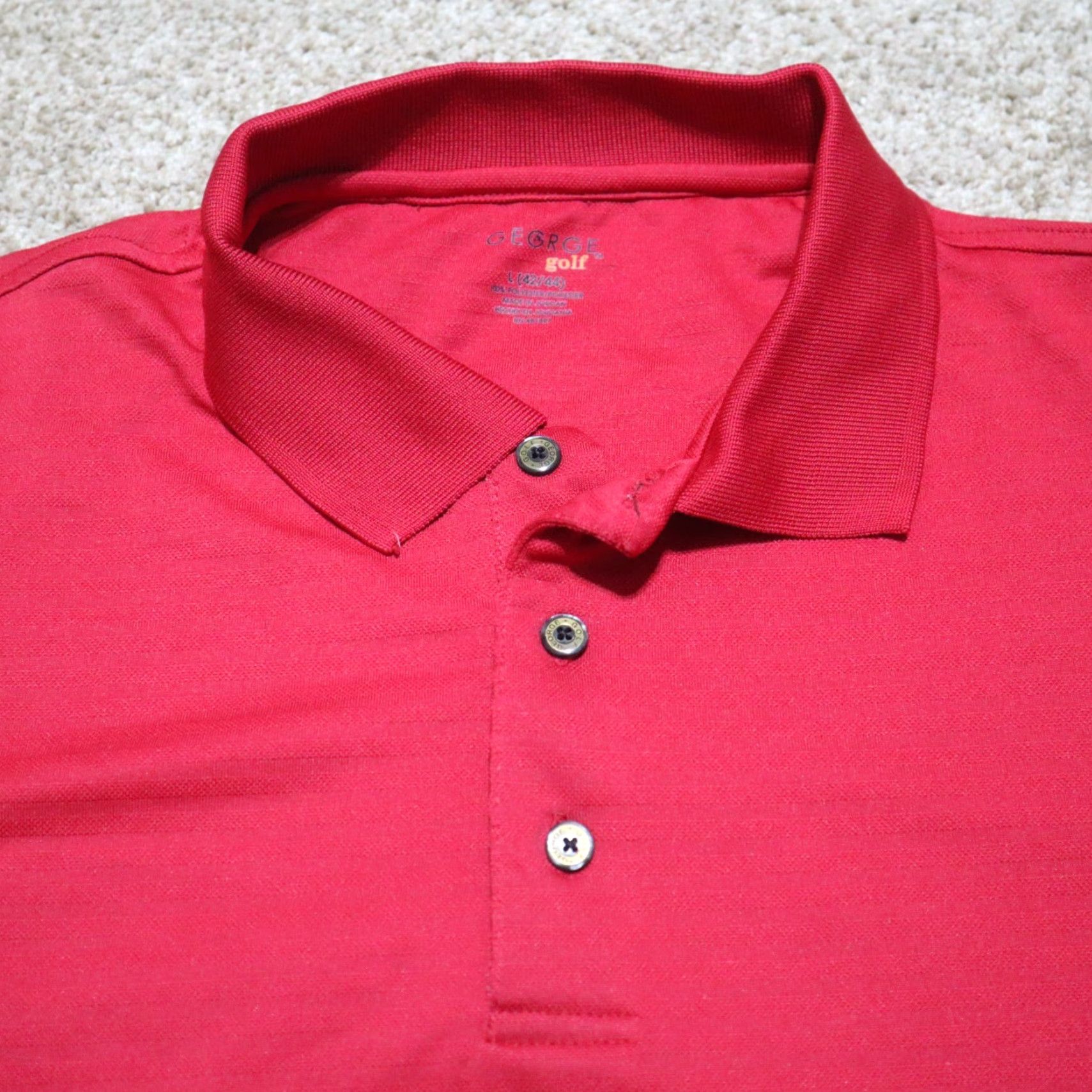 George George Polo Shirt Mens L Red Golf Casual Short Sleeve Button-Down Collared Shirt Size US L / EU 52-54 / 3 - 2 Thumbnail