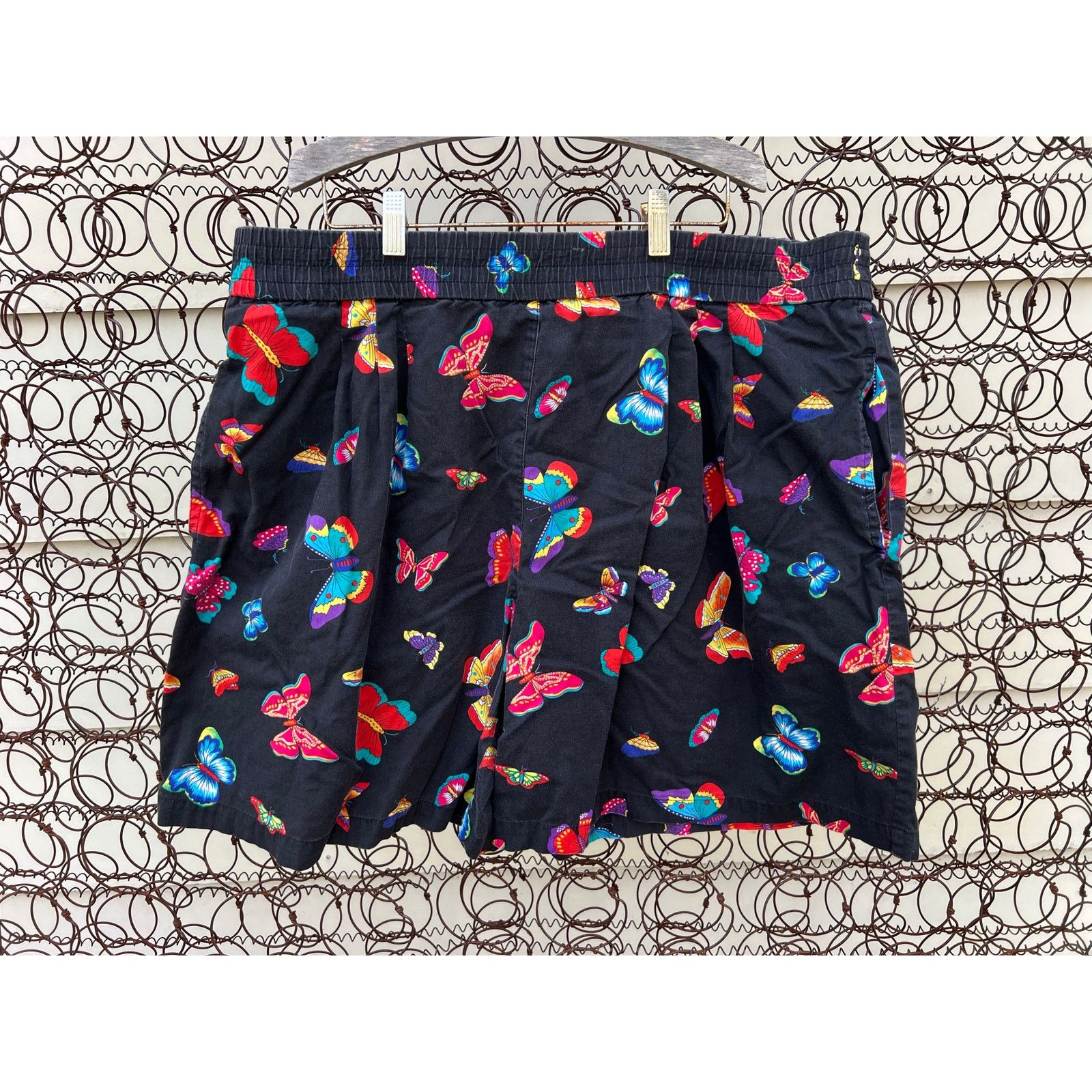 Vintage Butterfly All Over Print Button Up Blouse Shorts Set 1X Size XL / US 12-14 / IT 48-50 - 2 Thumbnail