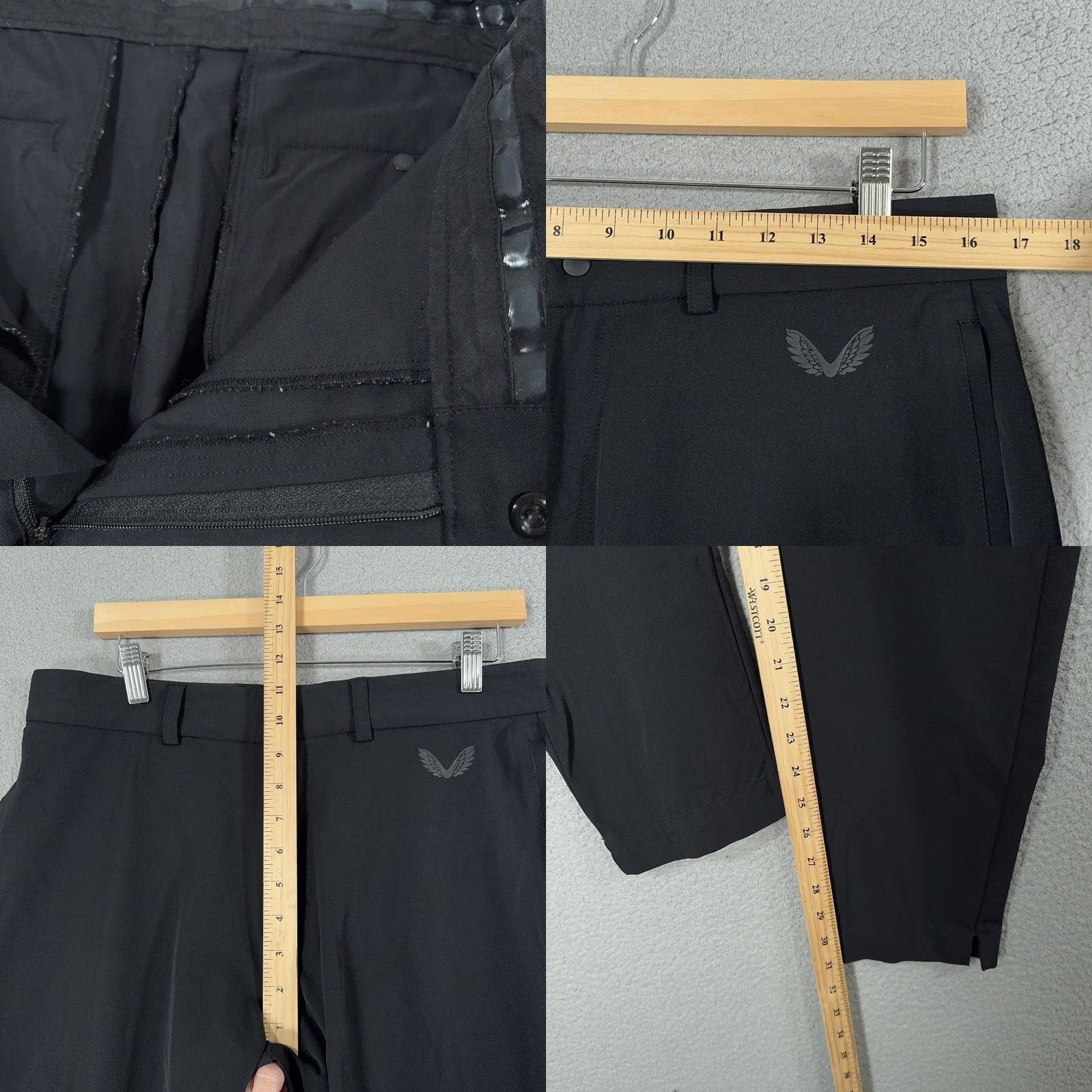 Castore Castore Pants Mens Medium 33x31 Black Performance Lightweight Stretch Golf Trousers Pants Size US 31 - 9 Thumbnail