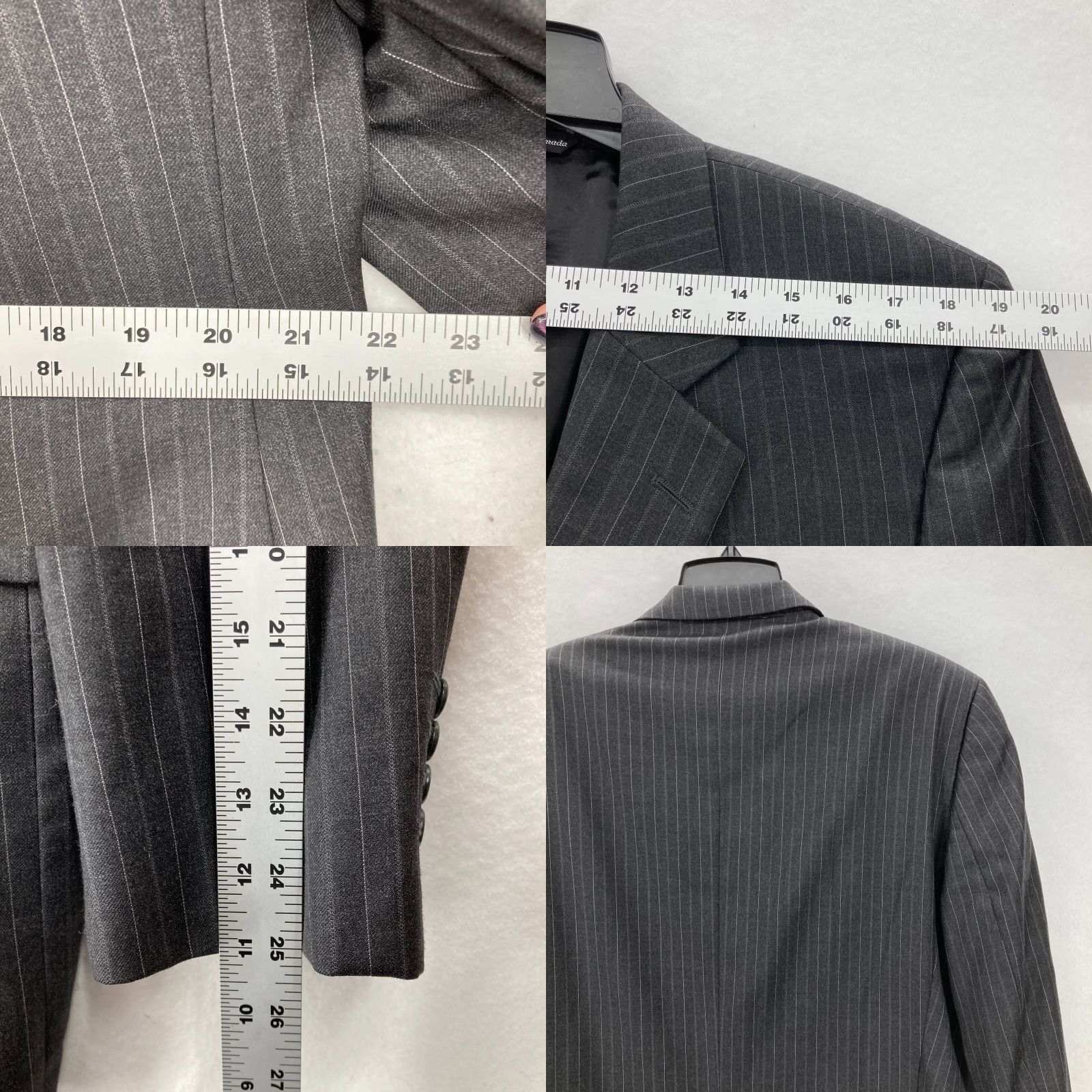 Jack Victor Jack Victor Montreal Loro Piana Wool Sport Coat Blazer Mens 44R Black Striped Size 44R - 9 Thumbnail