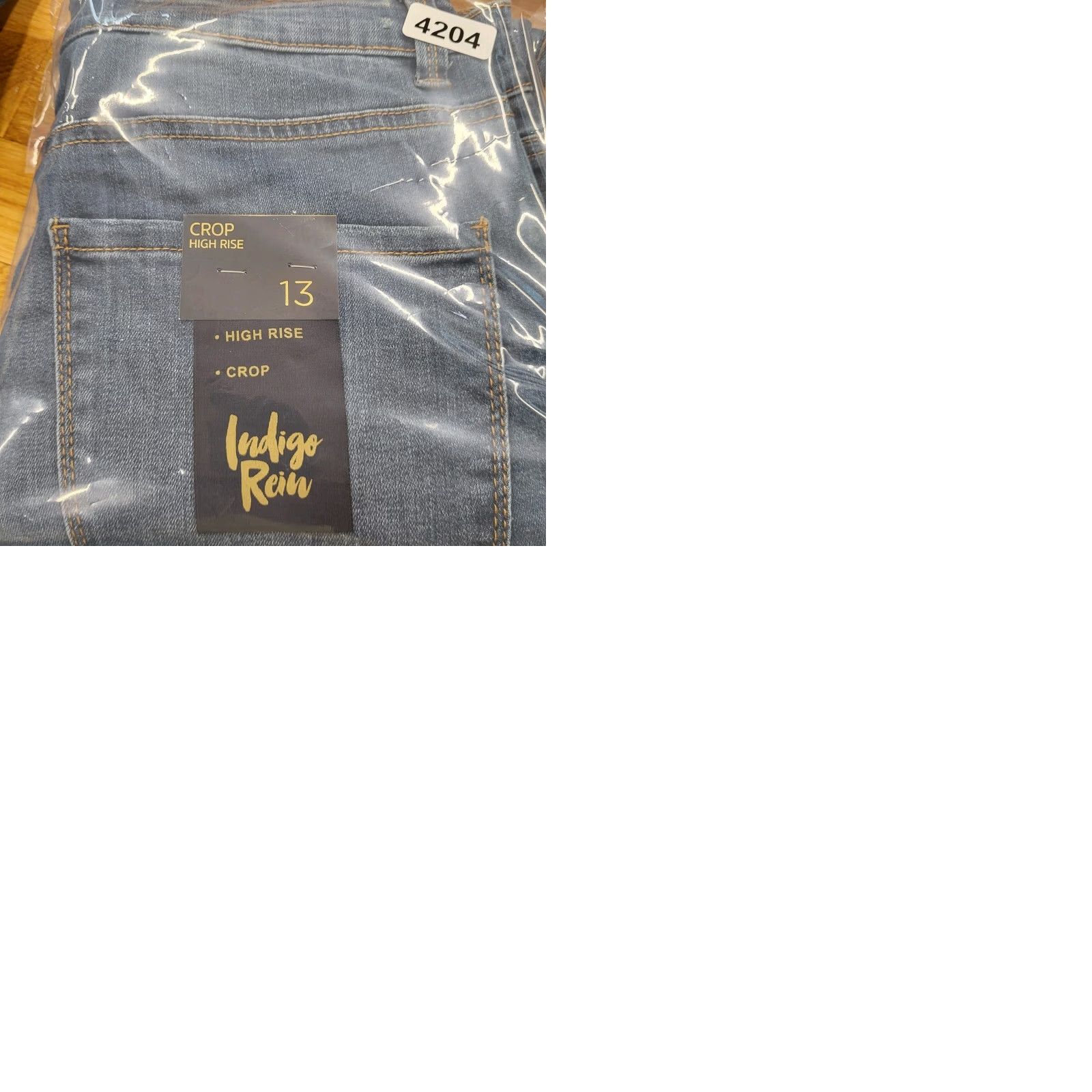 Vintage INDIGO REIN Jeans Women's 13/30 Medium Blue Distressed High Rise Crop Slim 5-Pocket Denim Jeans Womens 90s City College Fashion Size 34" / US 12 / IT 48 - 11 Thumbnail