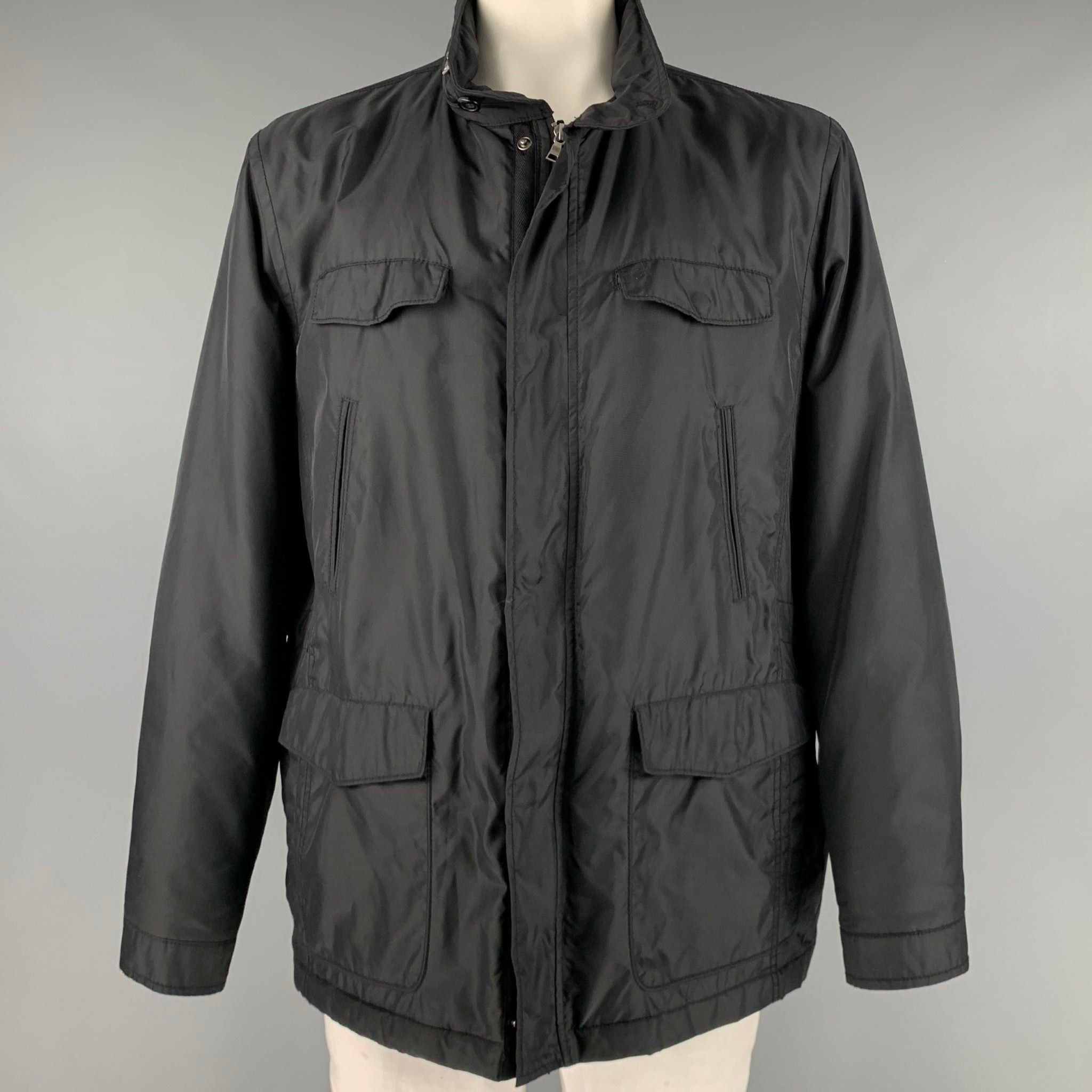 image of Calvin Klein Black Polyester Multipockets Jacket, Men's (Size 2XL)