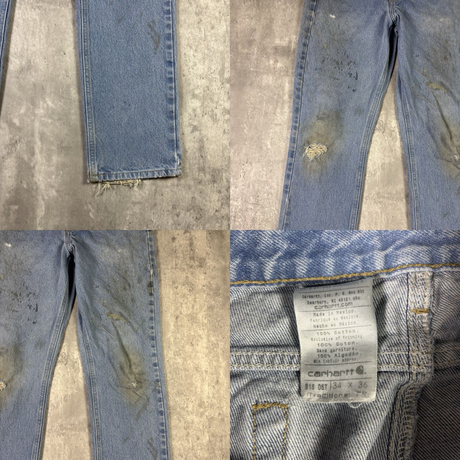 Carhartt VINTAGE Carhartt Jeans Light Blue Wash Straight Leg 34x36 Men Denim USA 90s Cotton Relaxed Regular Inseam 36" B18 STW Size US 34 / EU 50 - 8 Thumbnail
