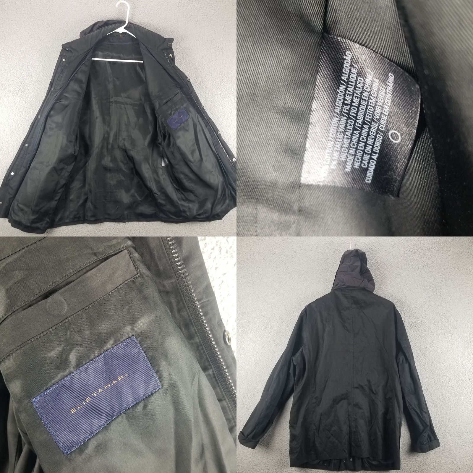 Elie Tahari ELIE TAHARI Jacket Woman XL Bryce Black Field Coat Outer Utility Zip Hooded Pockets Mid-Length Canvas Cotton Blend Size US XL / EU 56 / 4 - 8 Thumbnail
