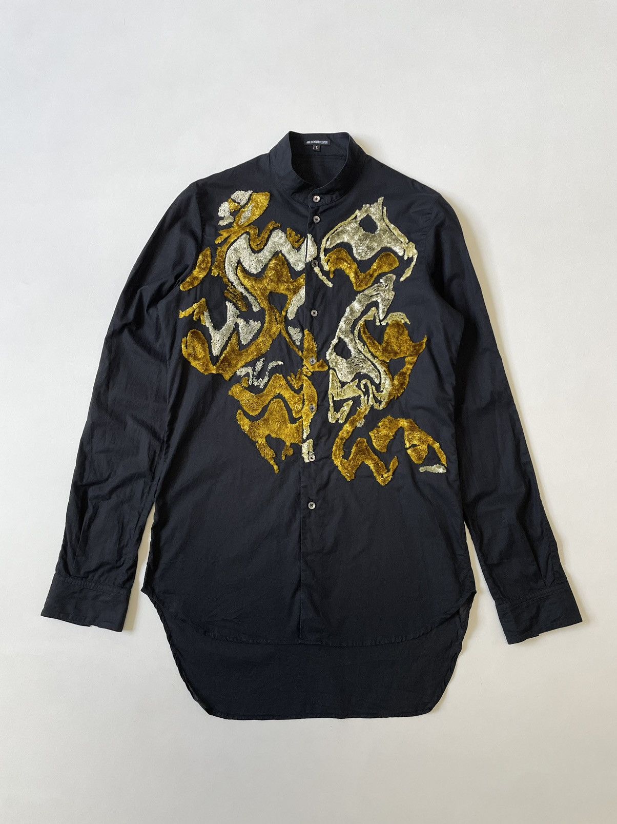 Ann Demeulemeester ‘Abstract Flocked Print’ Black Shirt Size US S / EU 44-46 / 1 - 21 Thumbnail