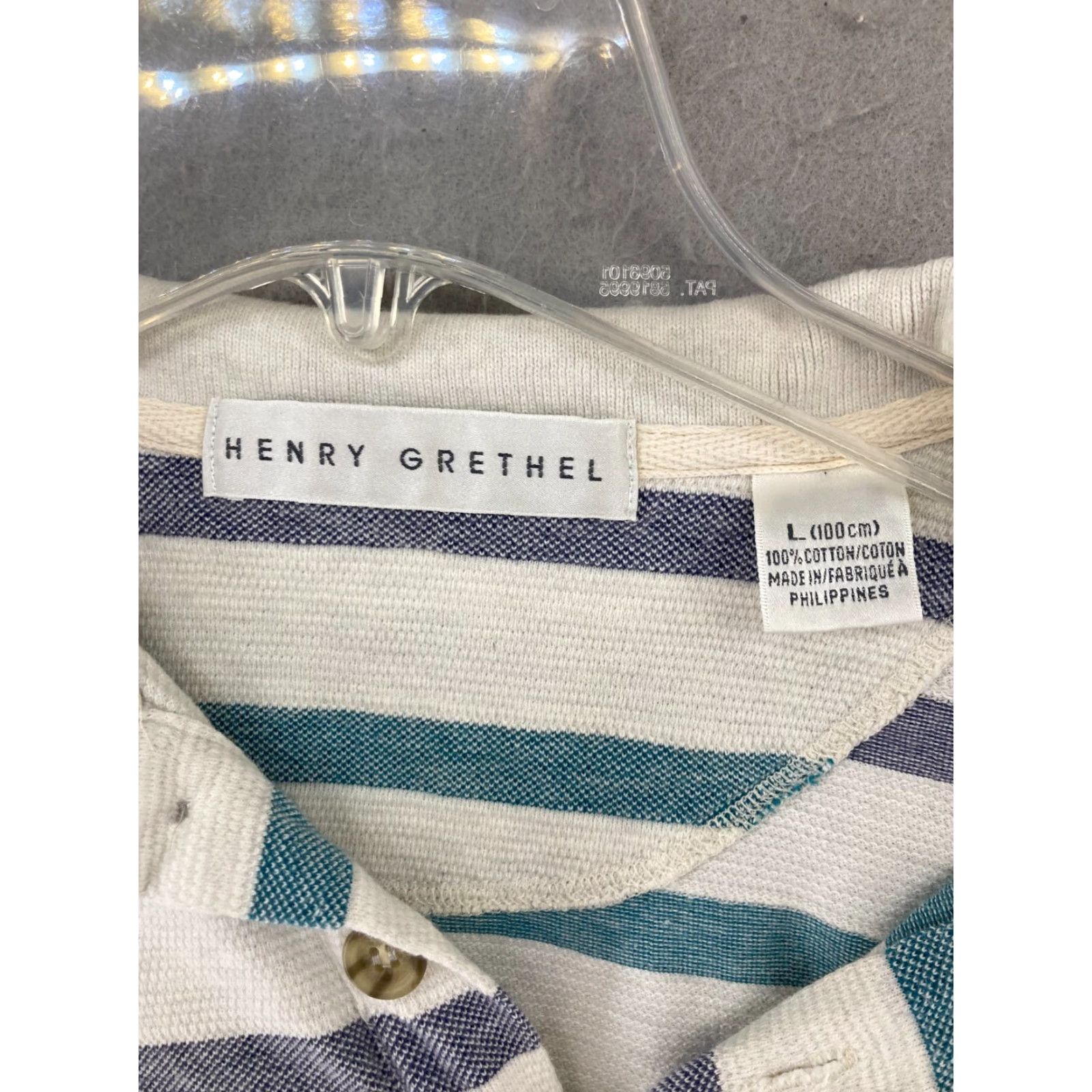 Vintage Henry Grethel Polo Shirt MENS Striped Cotton Short Sleeve Size US L / EU 52-54 / 3 - 7 Thumbnail