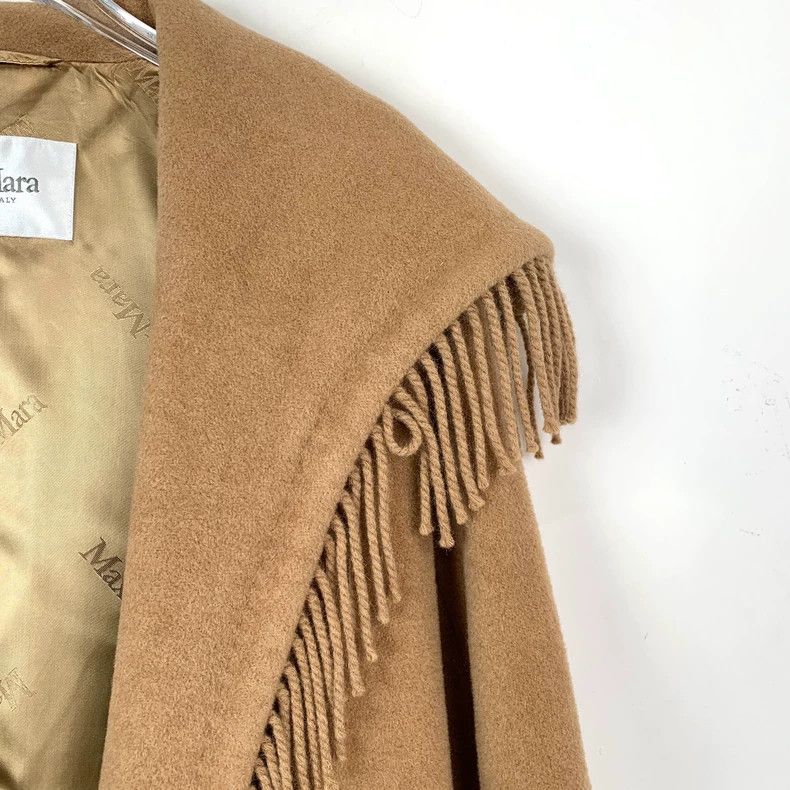Max Mara Max Mara Amitie Brown Fringed Belted Coat Size XS / US 0-2 / IT 36-38 - 3 Thumbnail